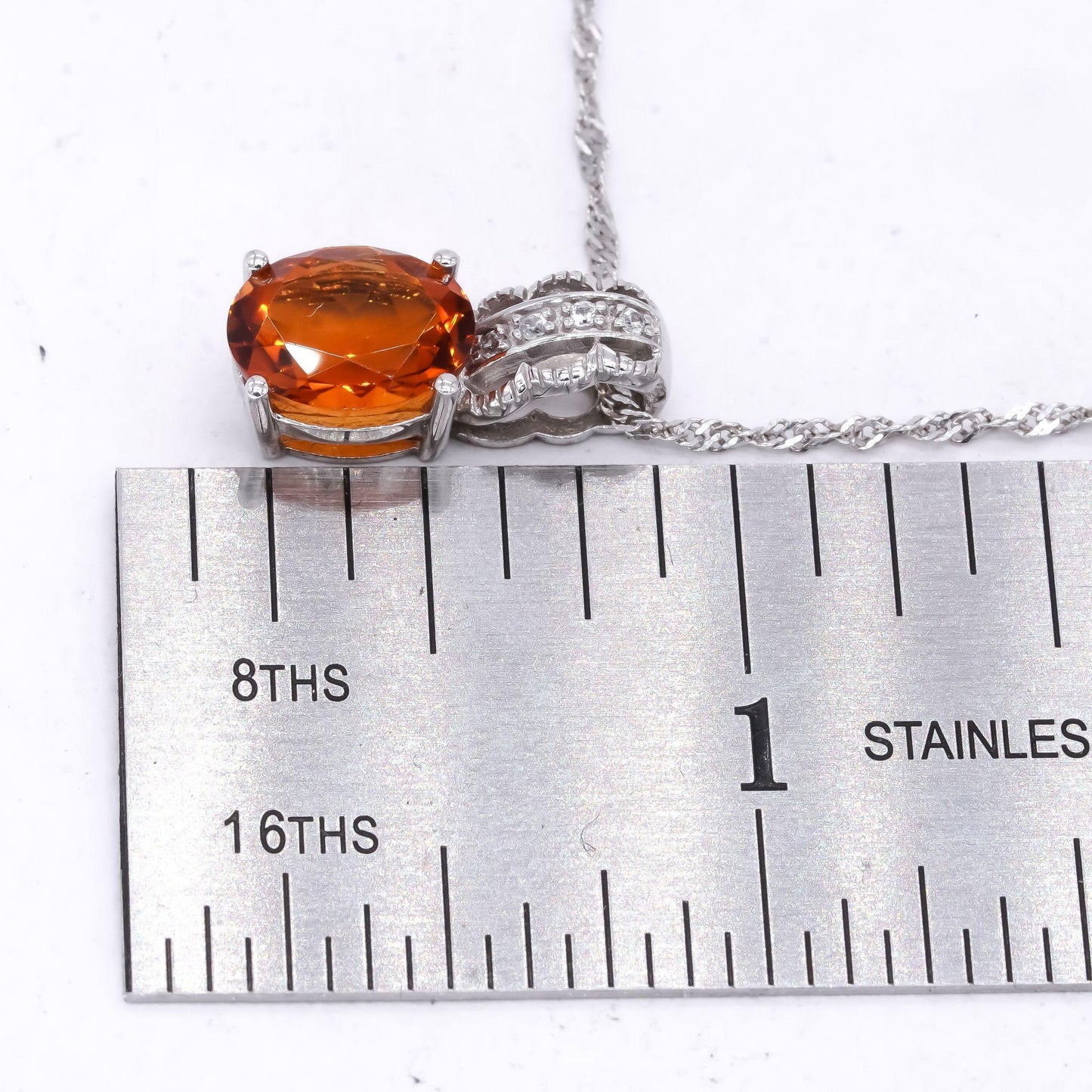 Sterling Silver 1.50CT Citrine and White Topaz Pendant Necklace