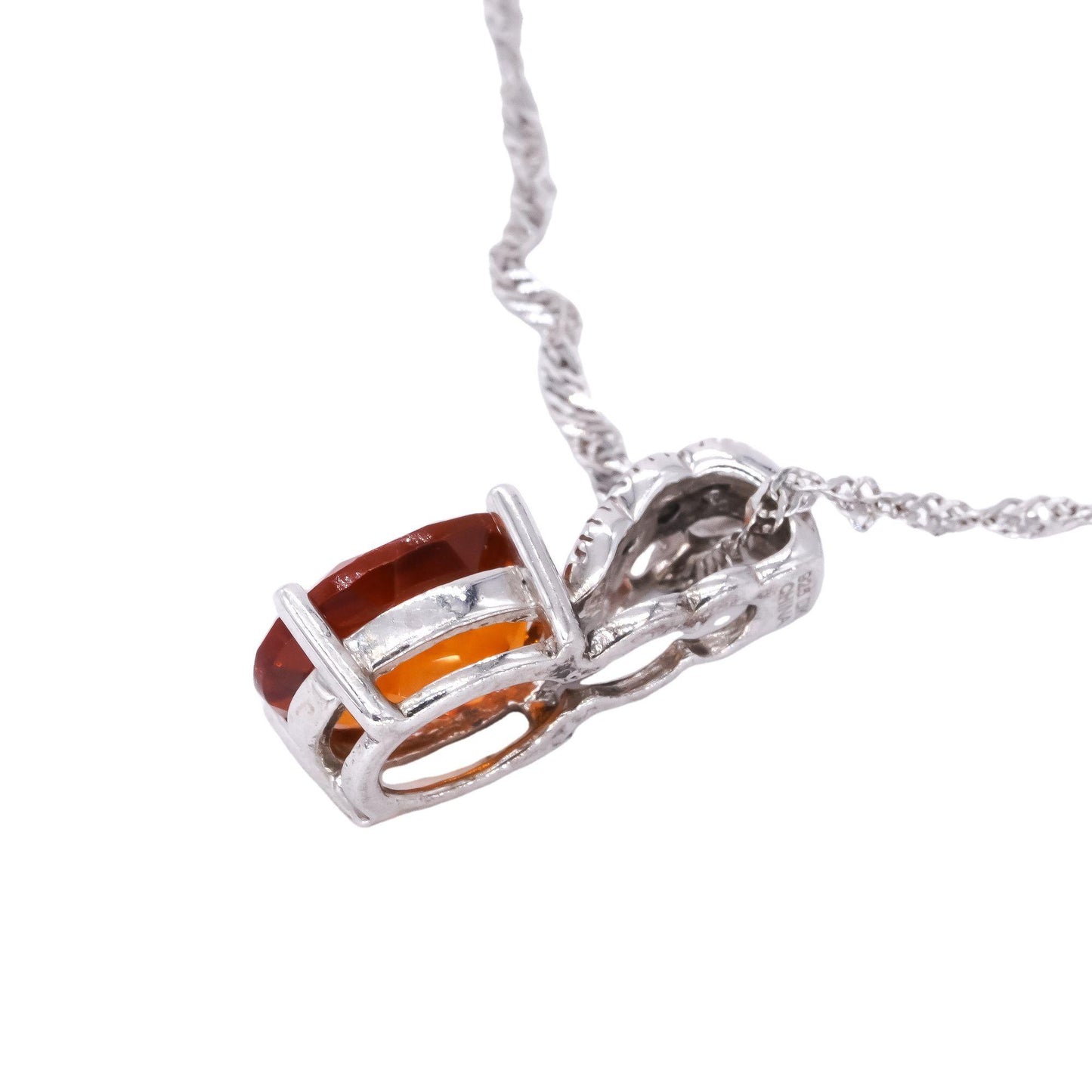 Sterling Silver 1.50CT Citrine and White Topaz Pendant Necklace