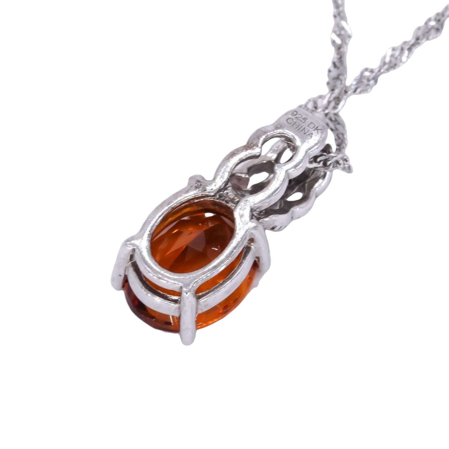 Sterling Silver 1.50CT Citrine and White Topaz Pendant Necklace