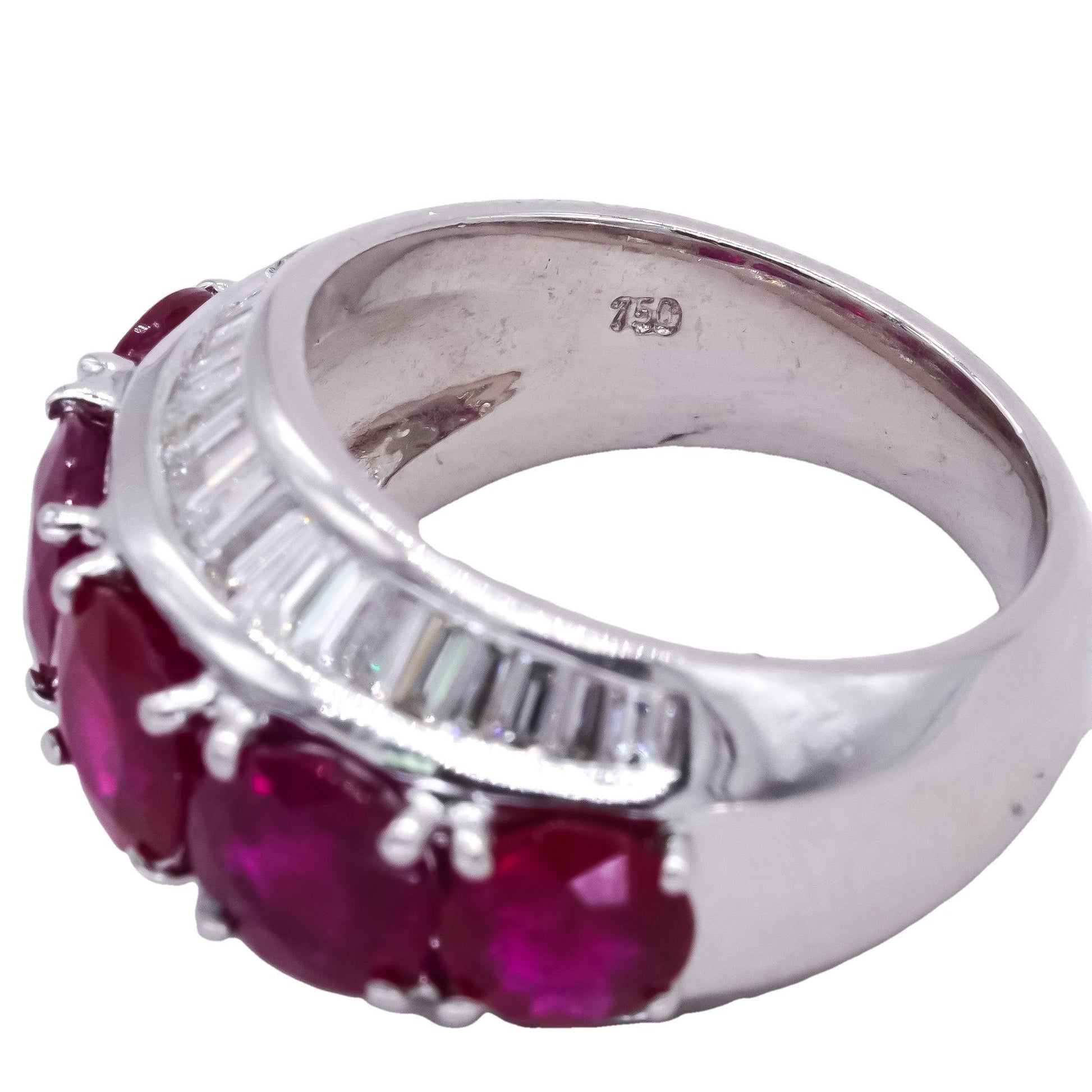 18k White Gold 5.0ct VS Diamond and Ruby Band Ring Size 5.75 Grams- 12.97