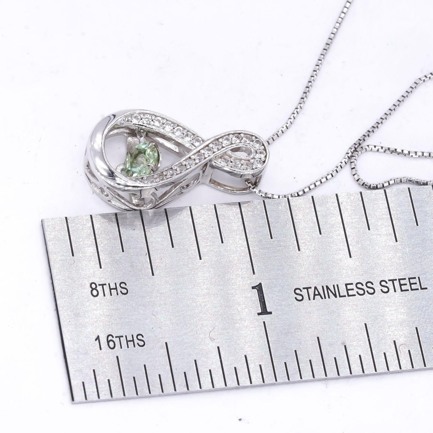 Sterling Silver 0.75CT Peridot and White Topaz In Motion Pendant Necklace