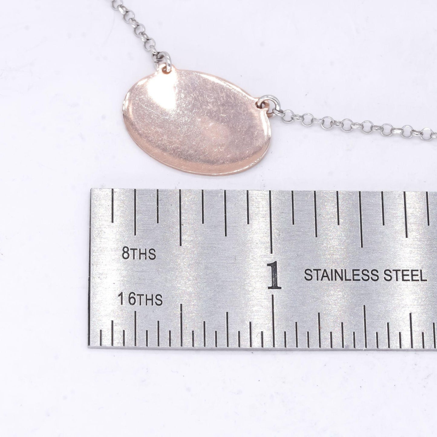 Sterling Silver Rose Gold Plated Engravable ID Plate Pendant Necklace