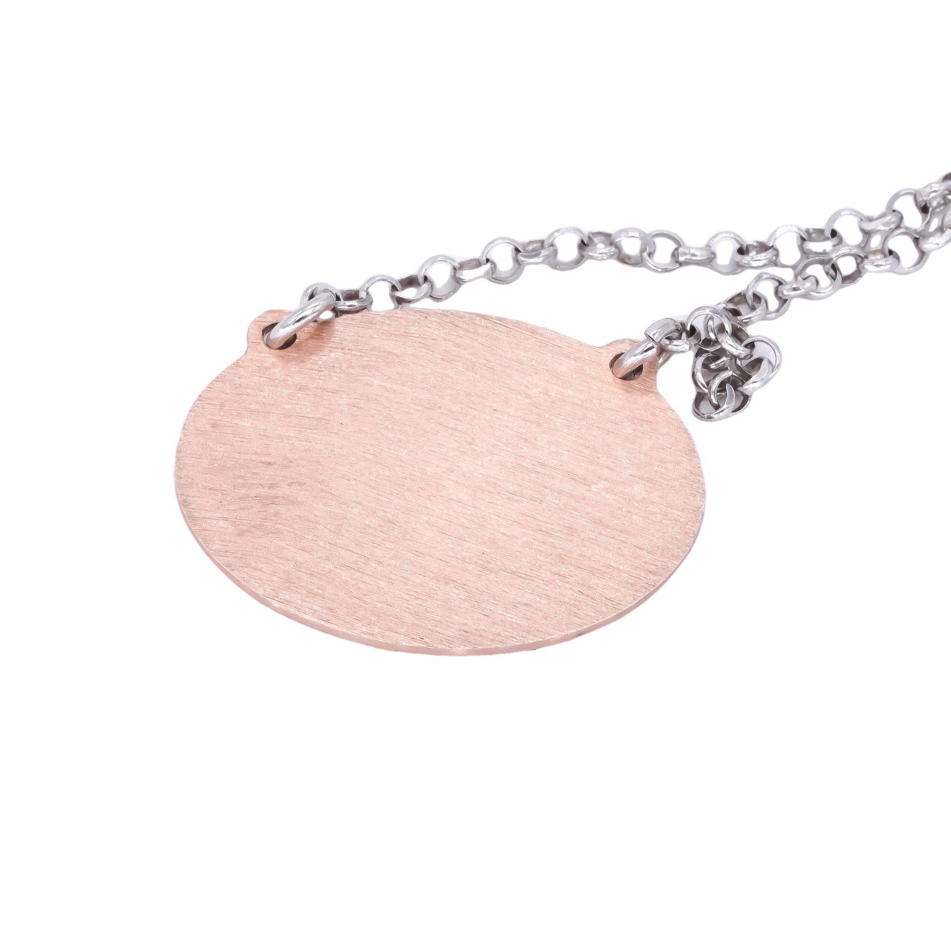 Sterling Silver Rose Gold Plated Engravable ID Plate Pendant Necklace