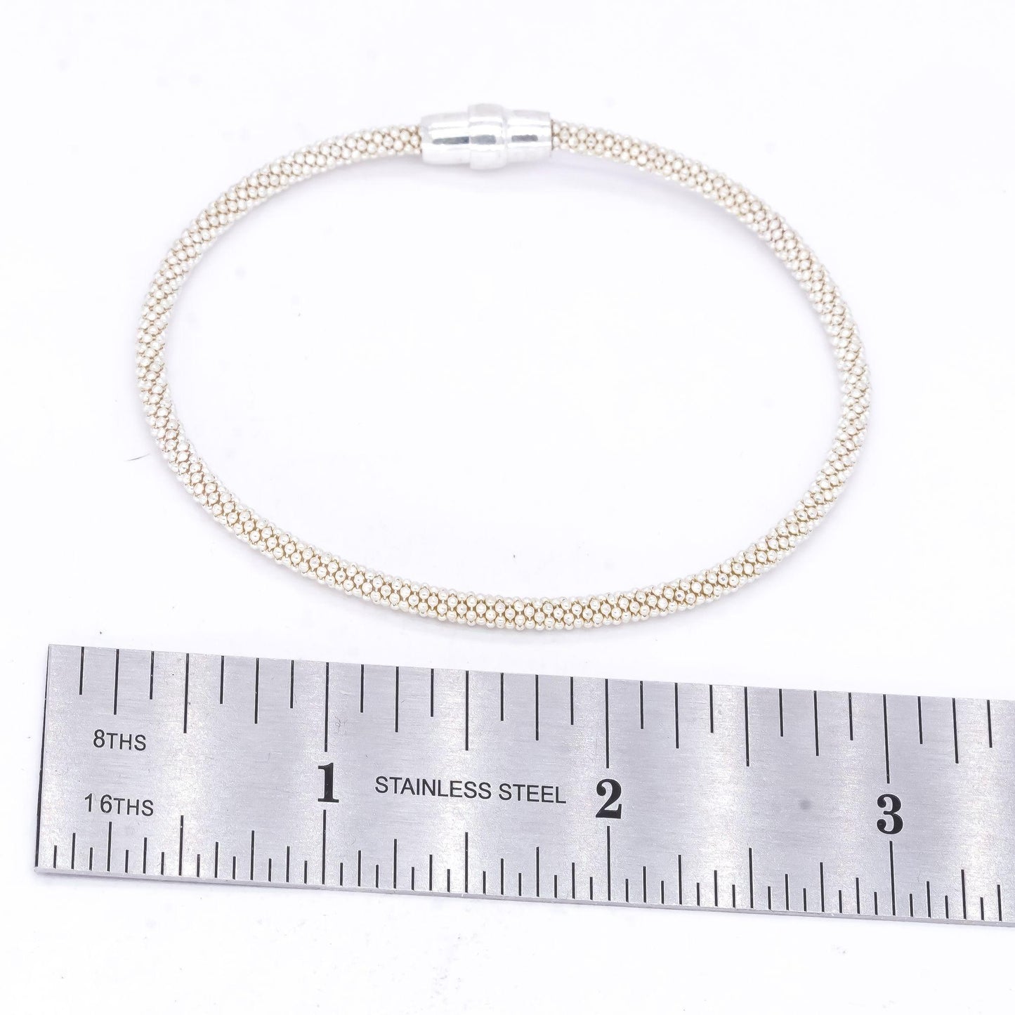 Sterling Silver Jewelry Diamond Cut Braided Magnetic Bangle Bracelet