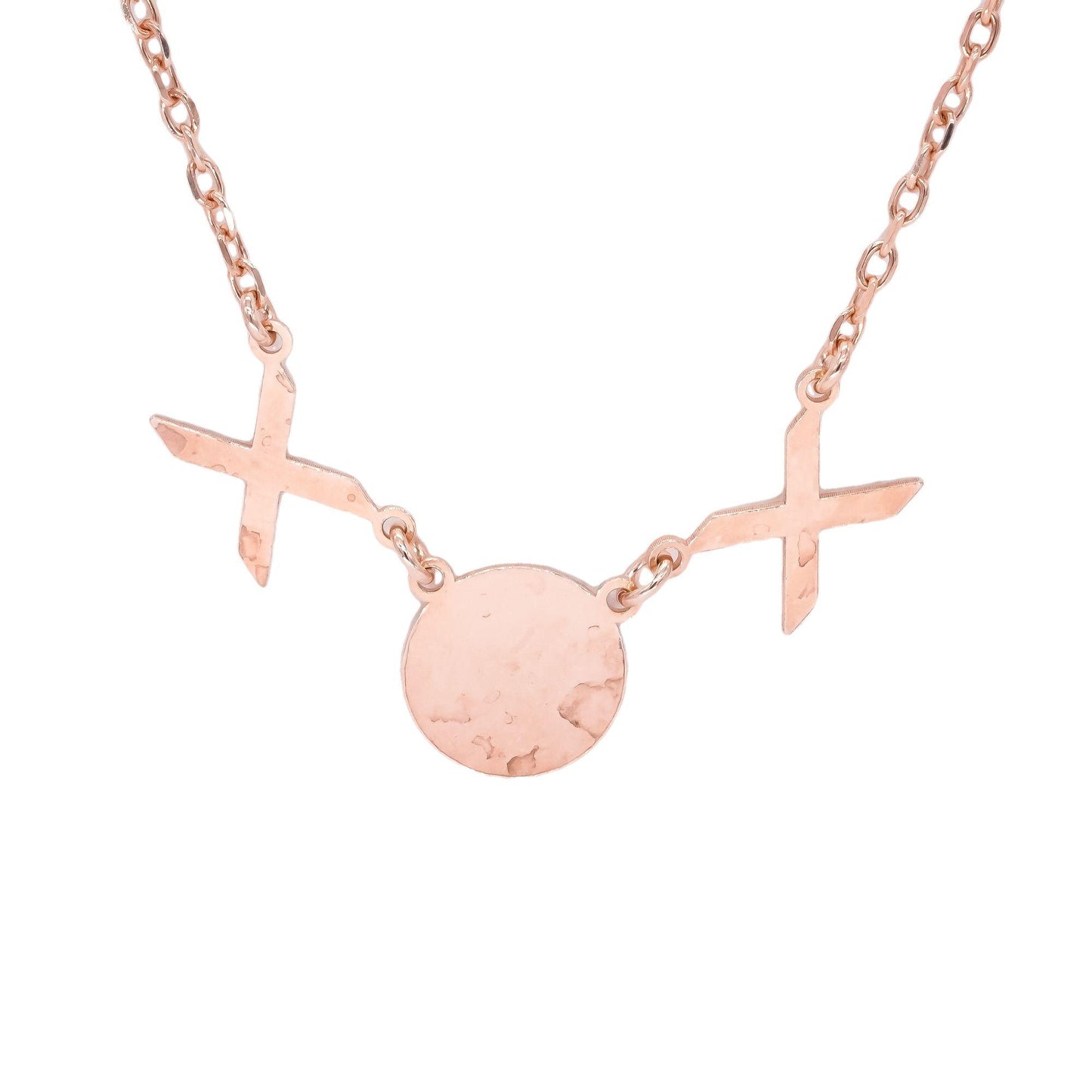 Sterling Silver Rose Gold Plated X and O Pendant Necklace