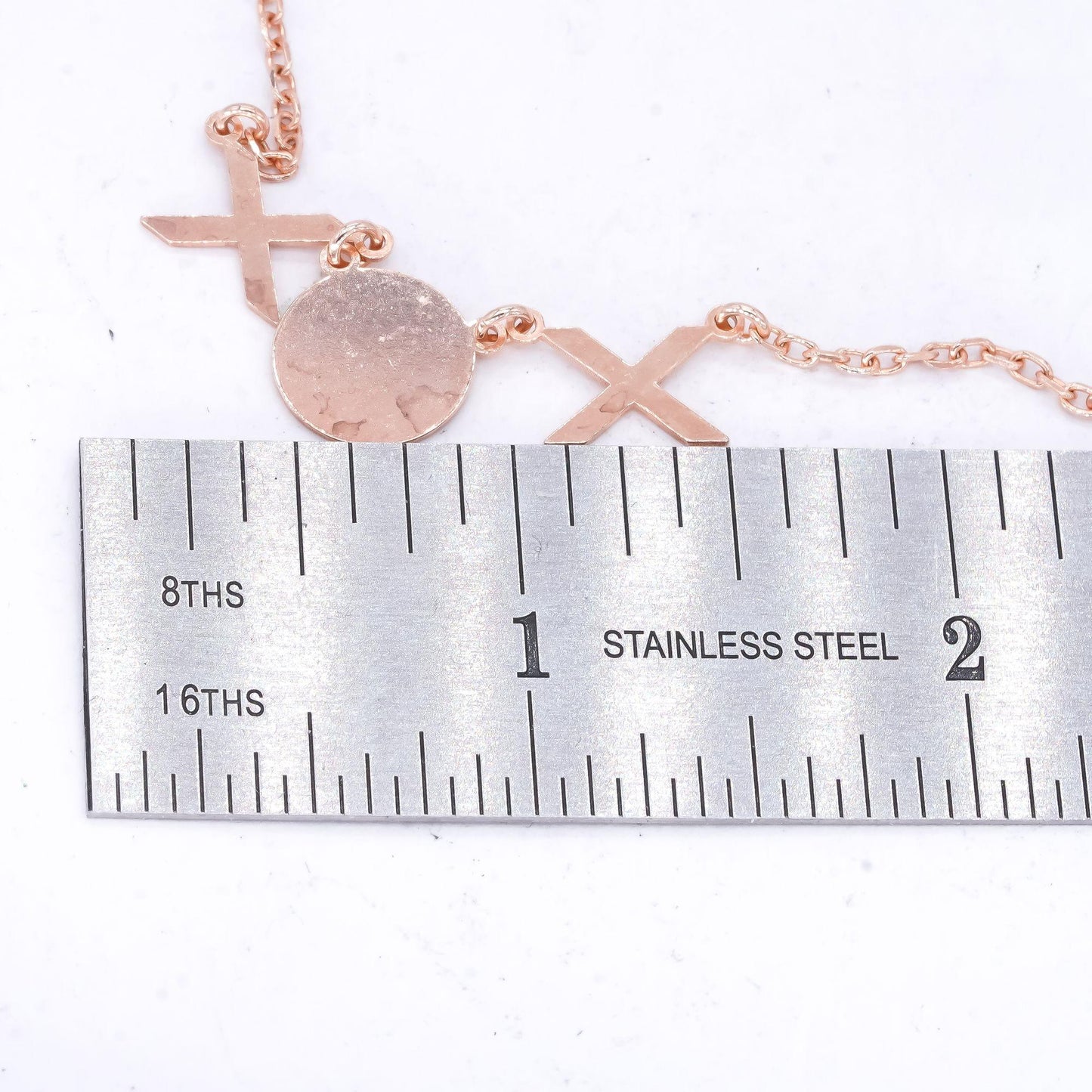 Sterling Silver Rose Gold Plated X and O Pendant Necklace