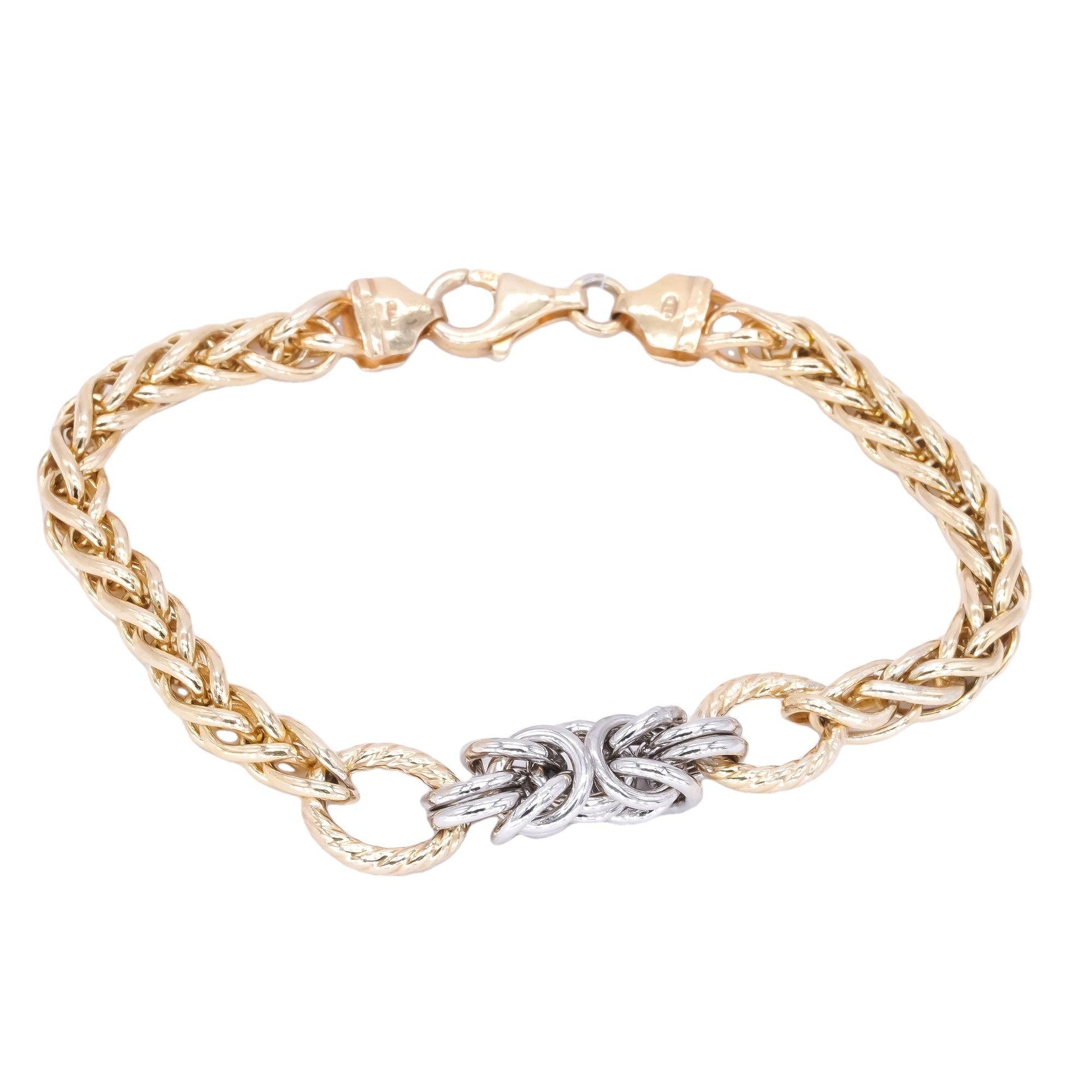 Sterling Silver Gold Plated Jewelry Fancy Braided Wheat Link Bracelet