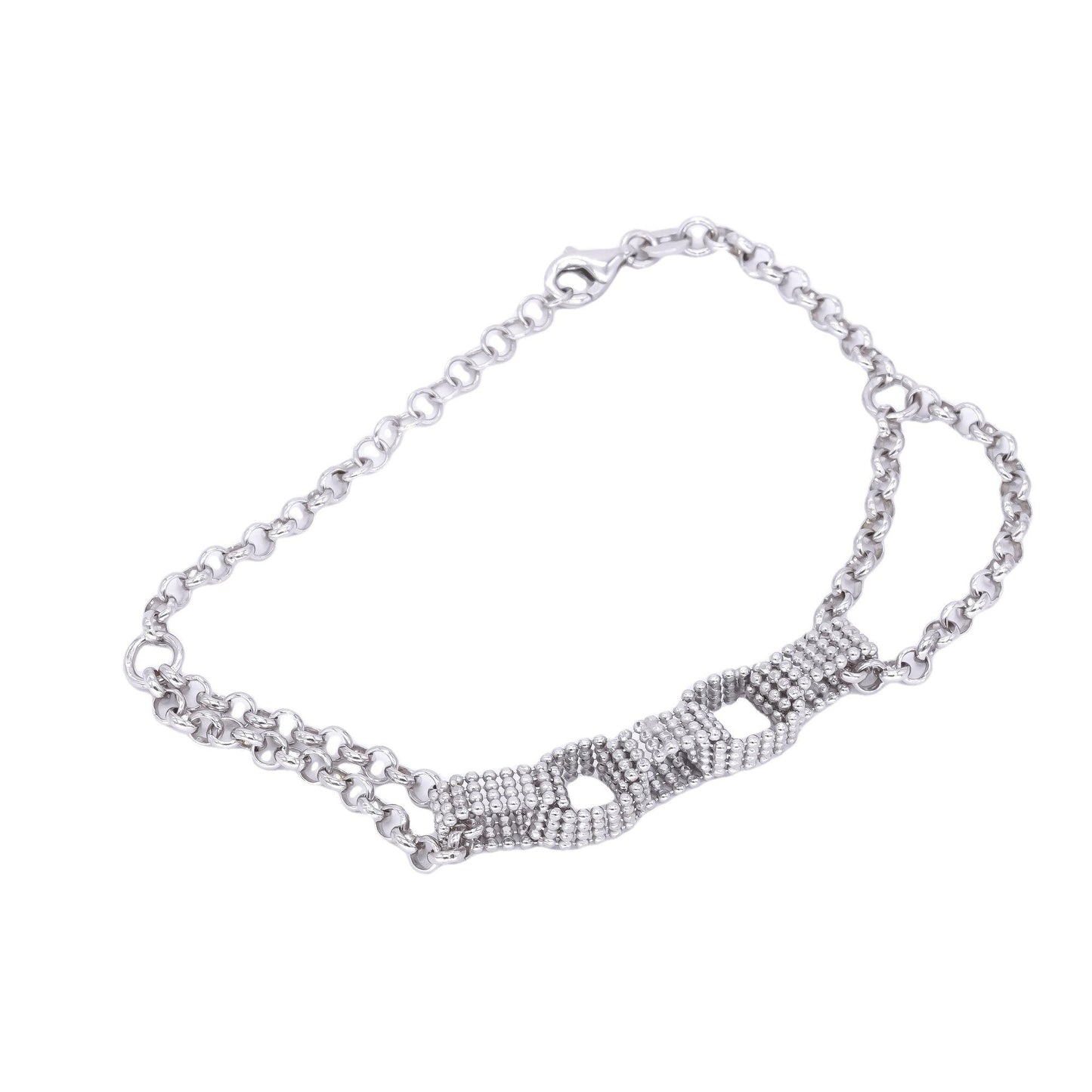 Sterling Silver Jewelry Fancy Braided Formal Double Link Bracelet