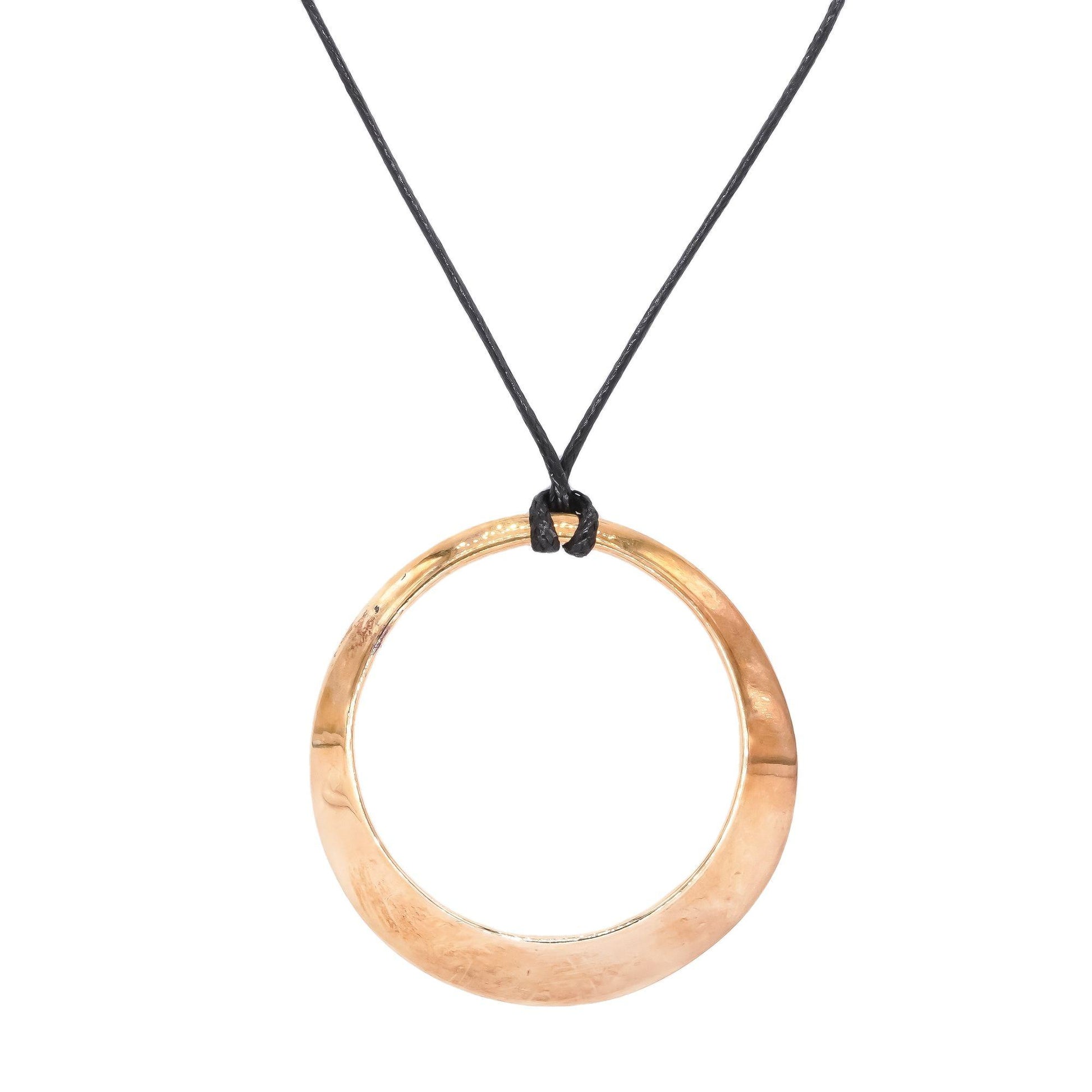 Sterling Silver Gold Plated Tapering Circle Pendant Cord Necklace