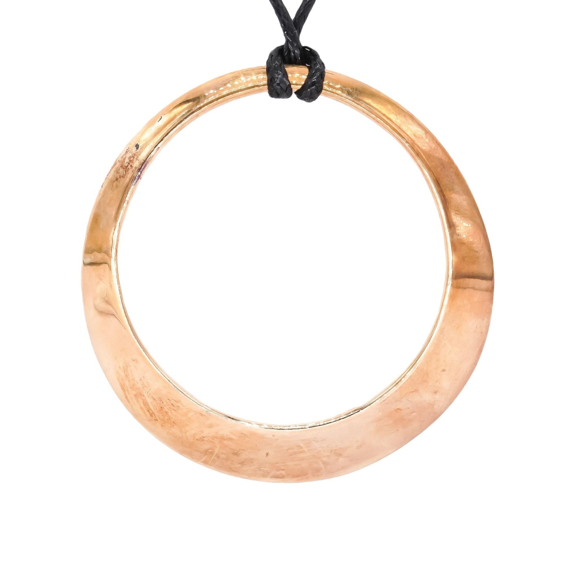 Sterling Silver Gold Plated Tapering Circle Pendant Cord Necklace