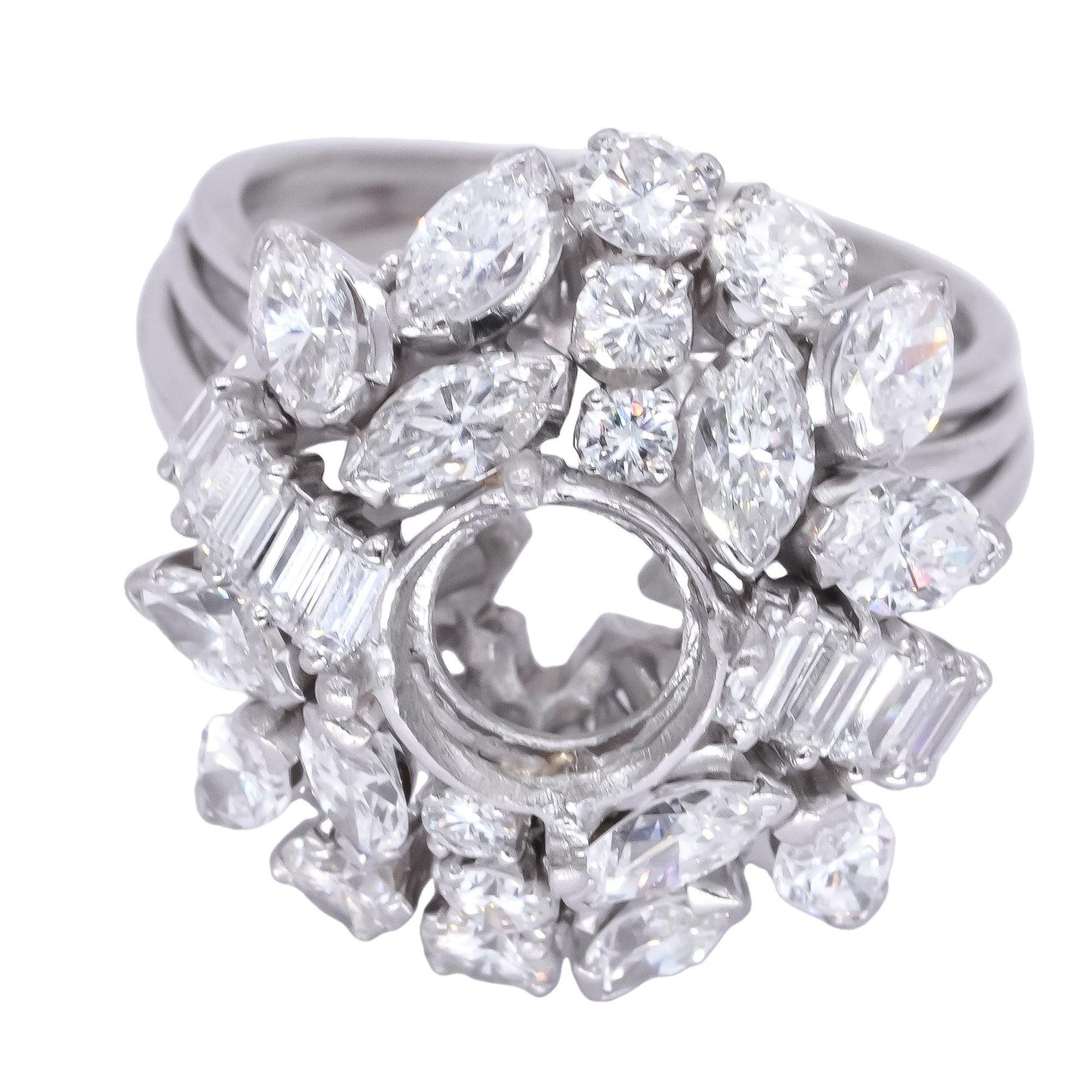 Platinum 3.0CT VS Diamond Cluster Jumbo Dome Semi-Mount Ring size 7.5