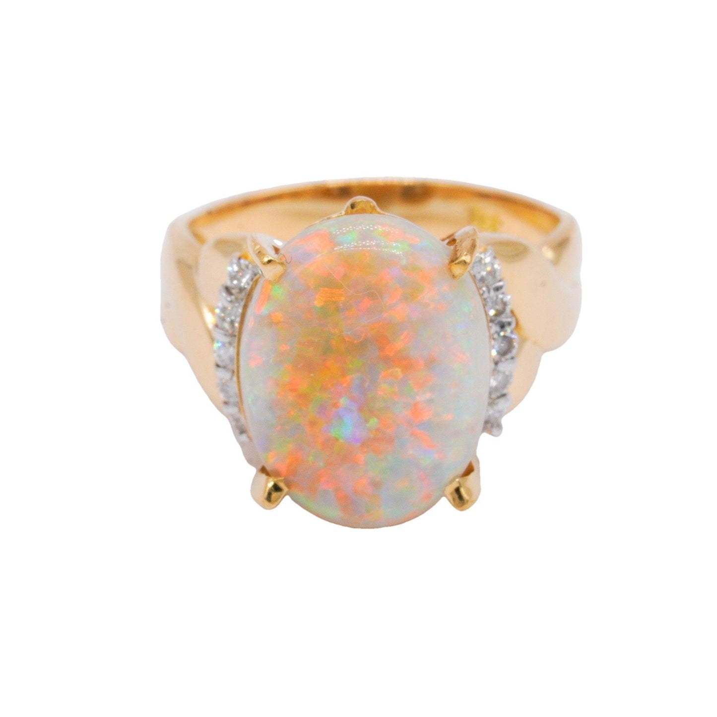 18k Yellow Gold 3.65CT VS Diamond and Opal Cocktail Ring size 6