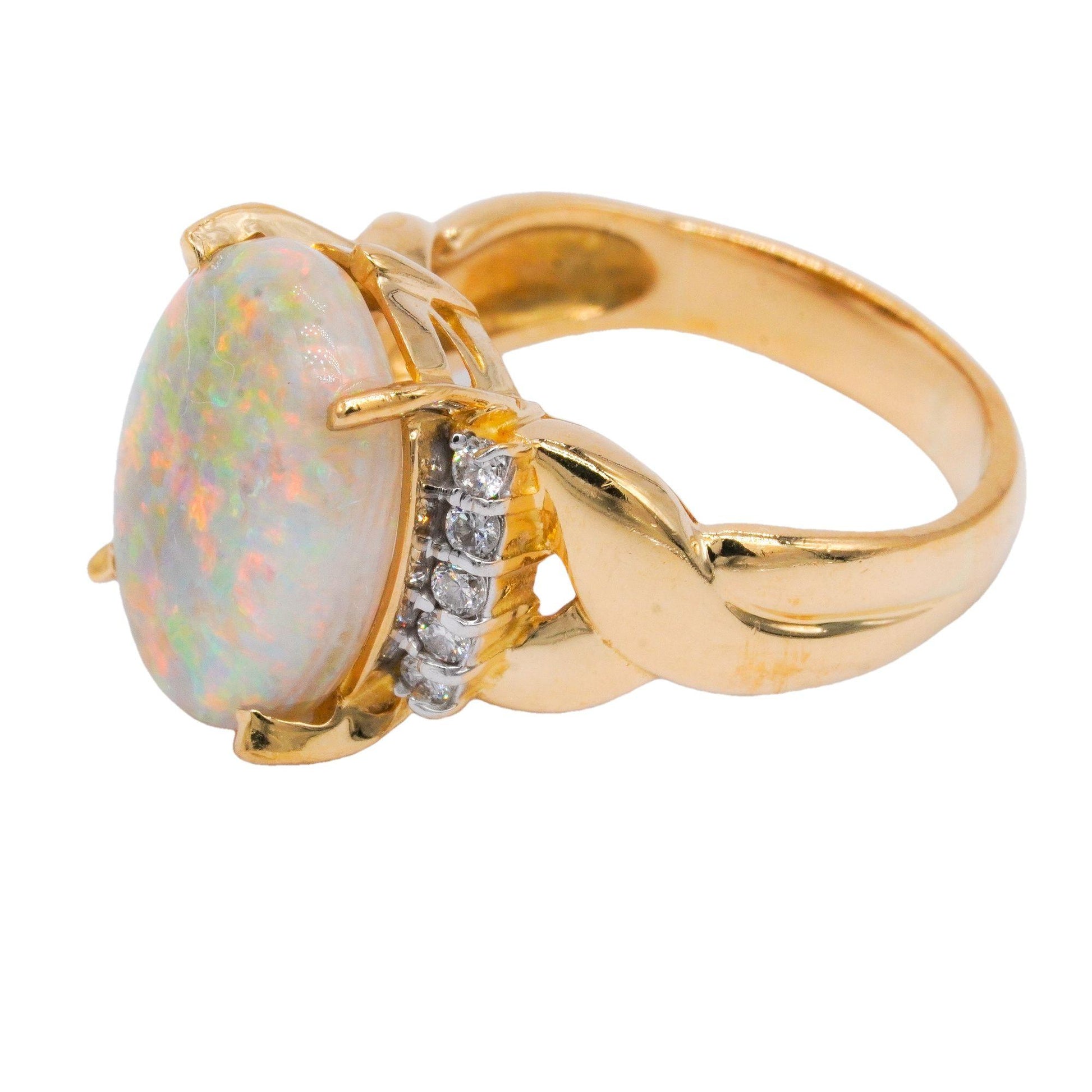 18k Yellow Gold 3.65CT VS Diamond and Opal Cocktail Ring size 6