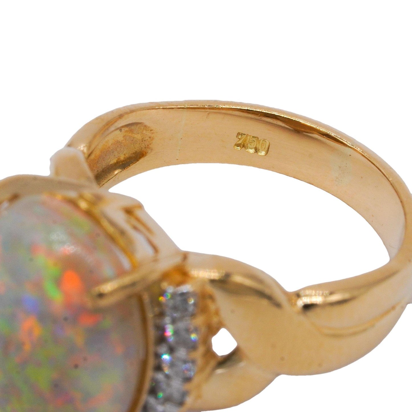 18k Yellow Gold 3.65CT VS Diamond and Opal Cocktail Ring size 6