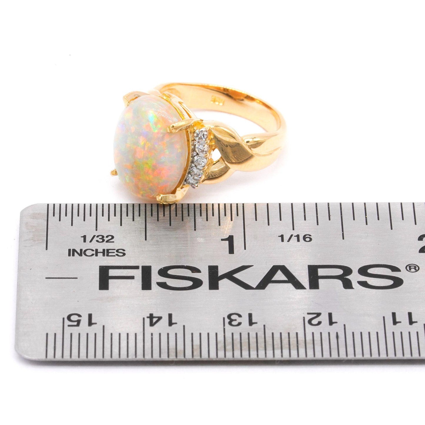 18k Yellow Gold 3.65CT VS Diamond and Opal Cocktail Ring size 6