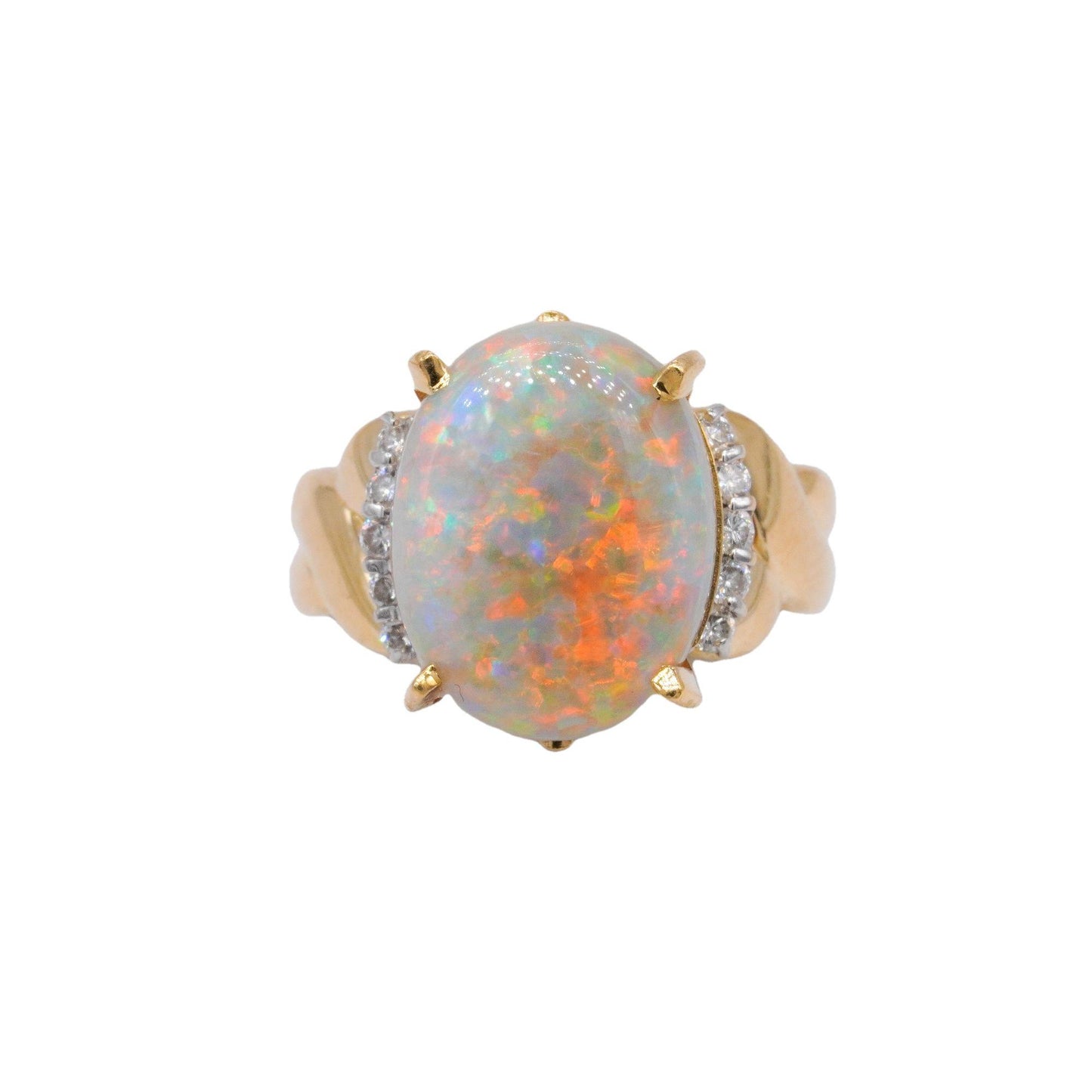 18k Yellow Gold 3.65CT VS Diamond and Opal Cocktail Ring size 6