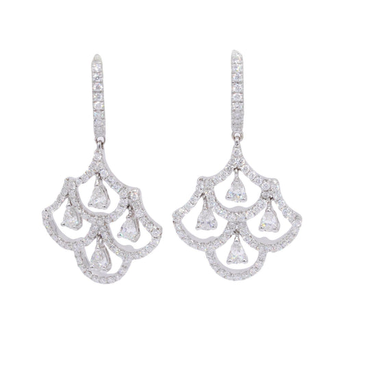 18k White Gold 2.50CT VS Diamond Chandelier Drop Dangle Earrings