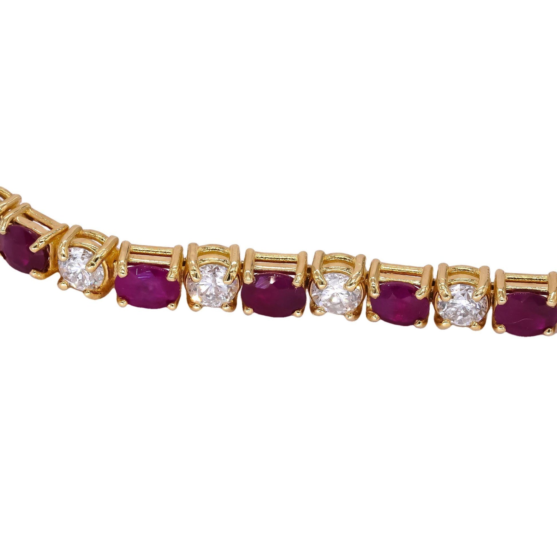 14k Yellow Gold Jewelry 11.73CT Diamond & Ruby Fancy Tennis Bracelet