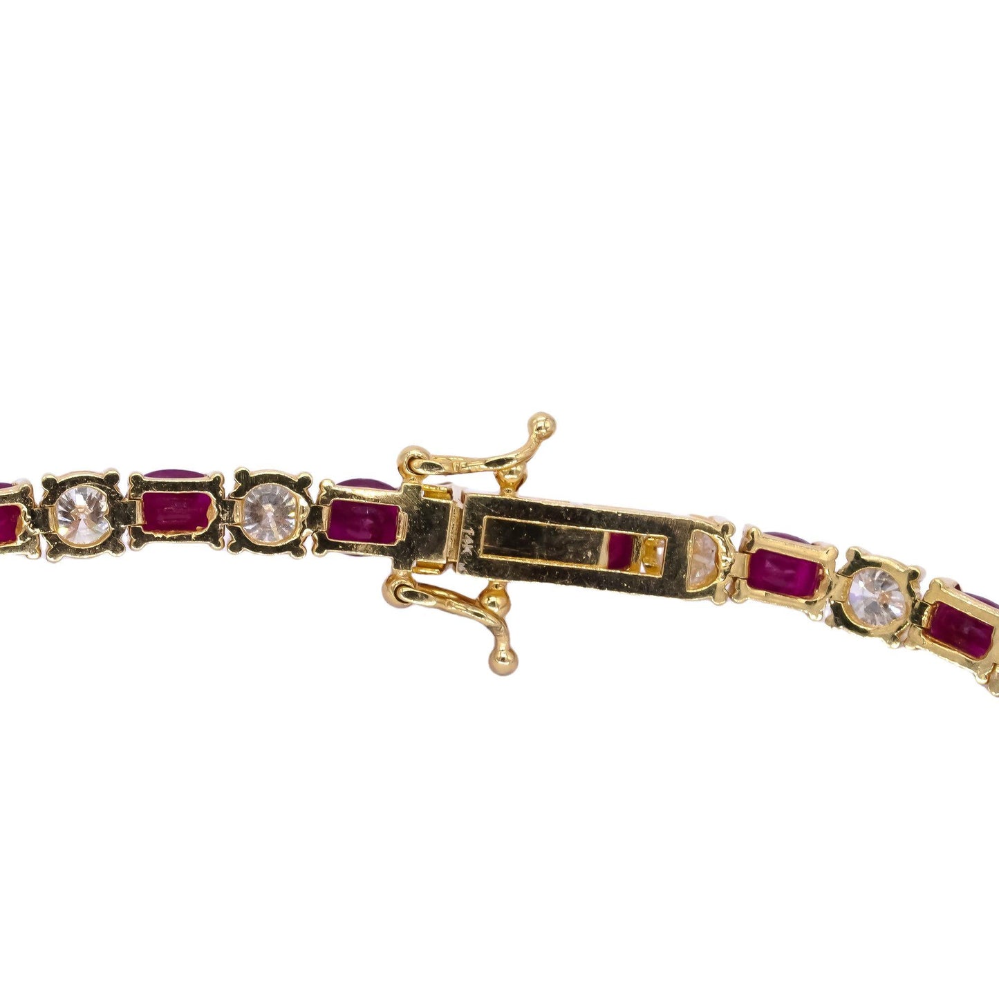 14k Yellow Gold Jewelry 11.73CT Diamond & Ruby Fancy Tennis Bracelet