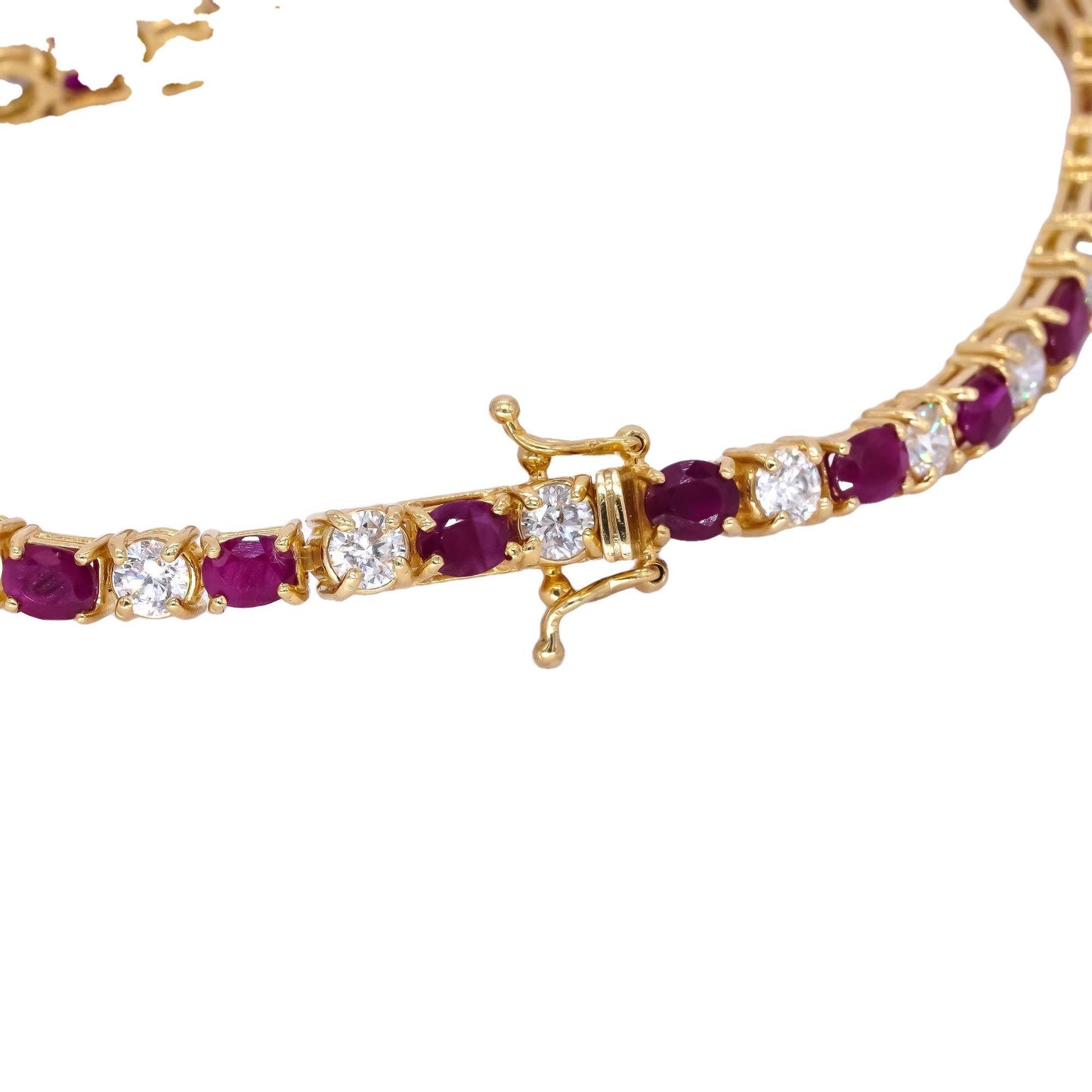 14k Yellow Gold Jewelry 11.73CT Diamond & Ruby Fancy Tennis Bracelet