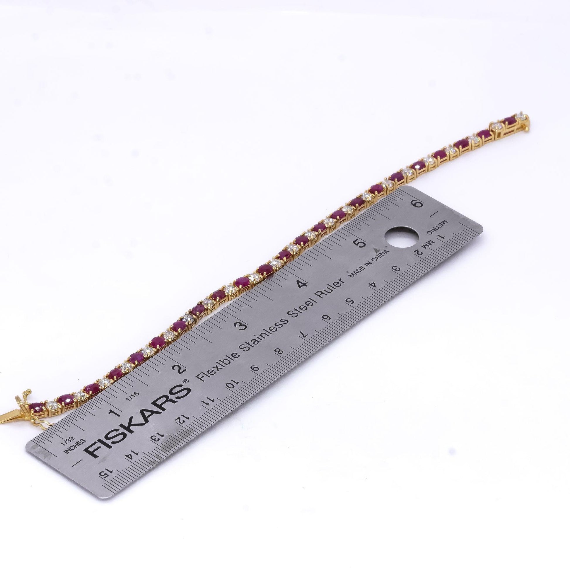 14k Yellow Gold Jewelry 11.73CT Diamond & Ruby Fancy Tennis Bracelet