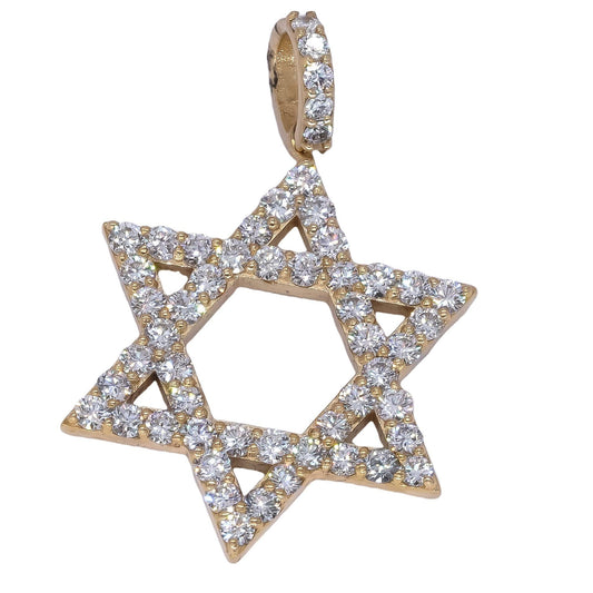 10k Yellow Gold Jewelry 2.83CT VS Diamond Star of David Pendant