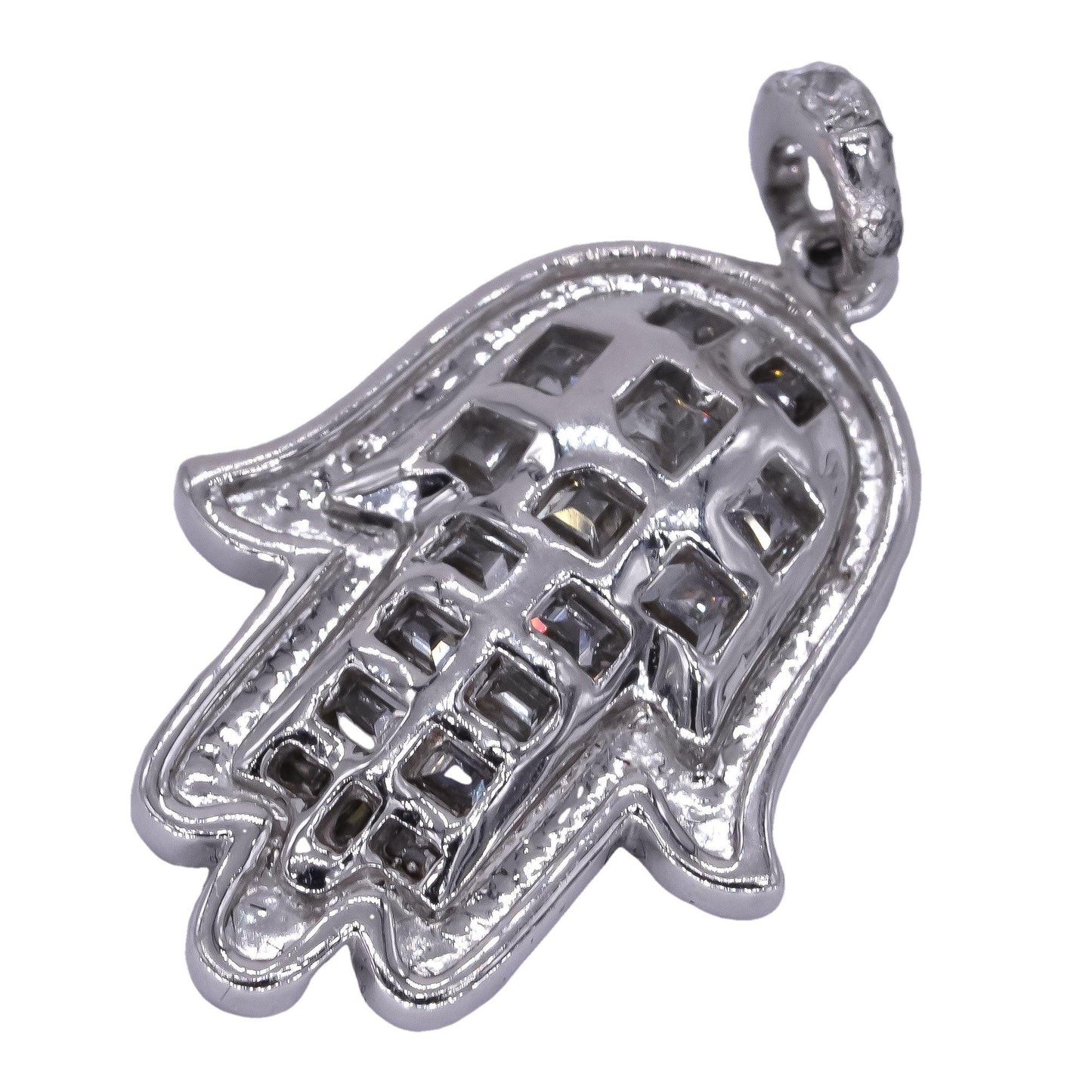 18k White Gold Jewelry 1.02CT Diamond Hamsa Hand Pendant