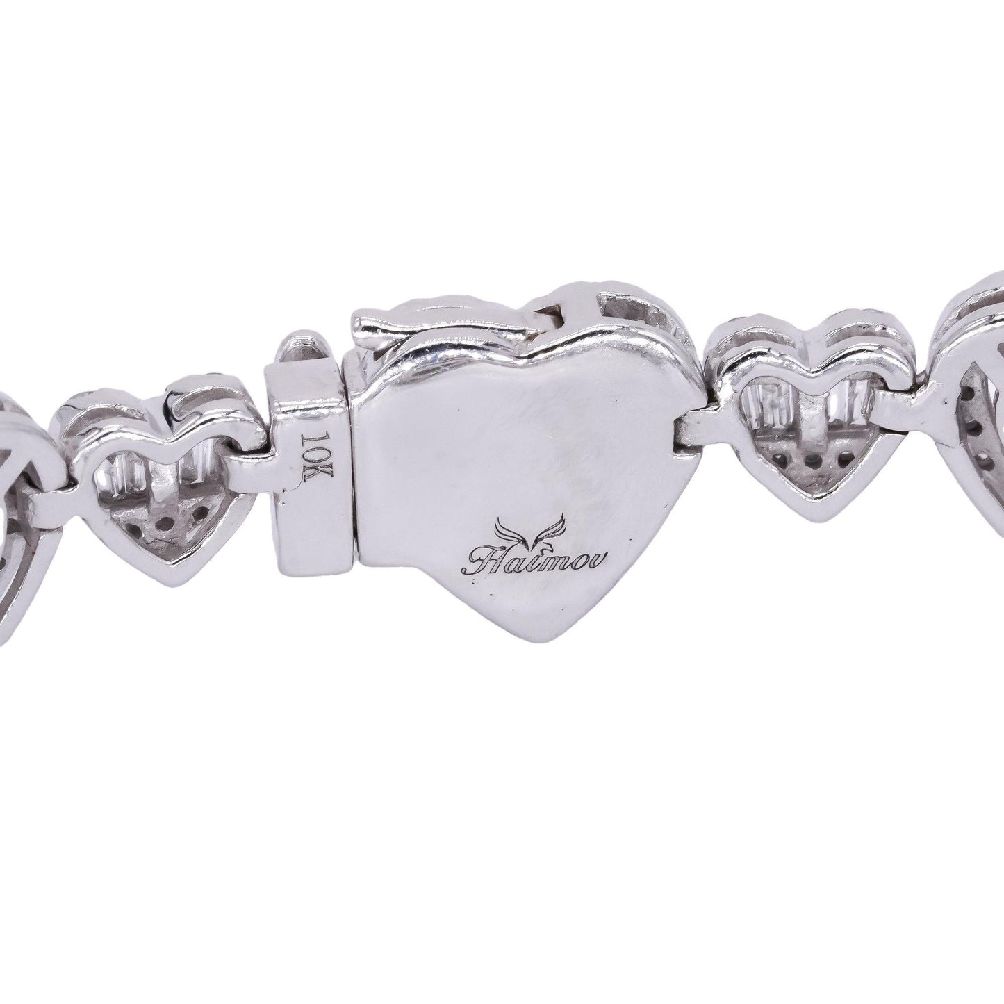 10k White Gold 3.21CT Diamond Pave Heart Cluster Bracelet