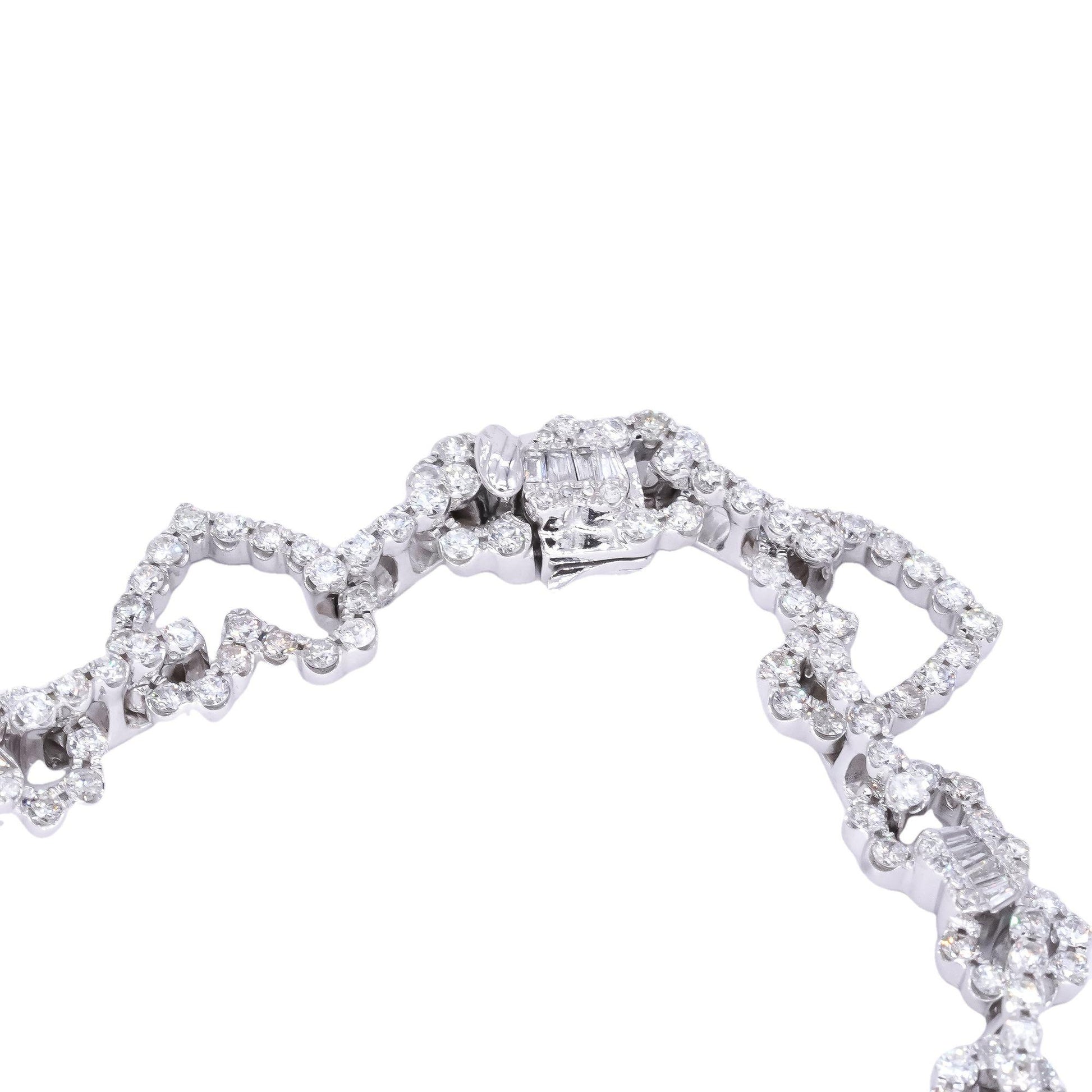 14k White Gold 4.87CT Diamond Heart Link Bracelet - 21.53 grams