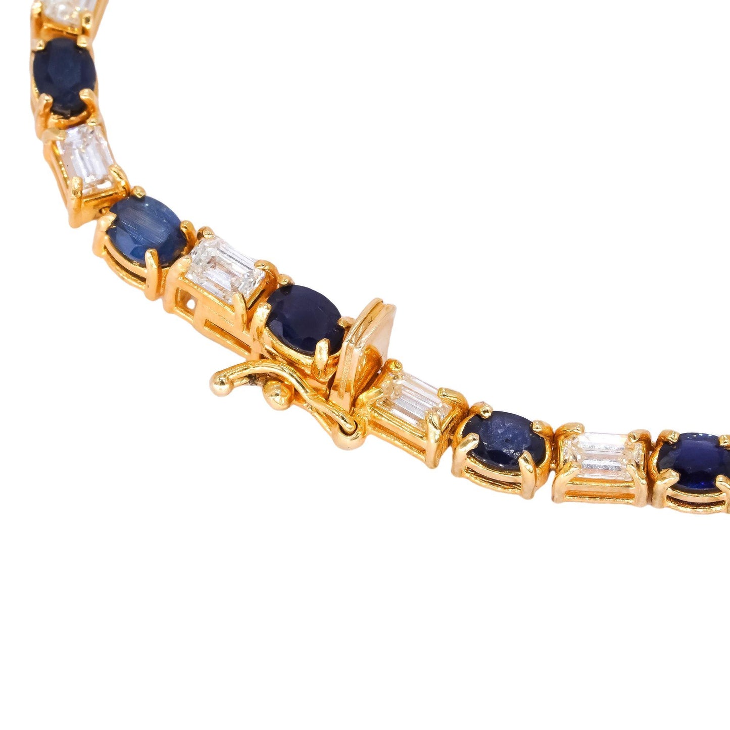 14k Yellow Gold 21.68CT VS Diamond & Sapphire Tennis Necklace - 23.92 grams