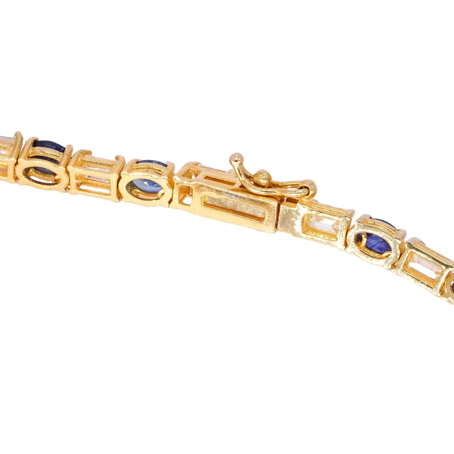 14k Yellow Gold 21.68CT VS Diamond & Sapphire Tennis Necklace - 23.92 grams