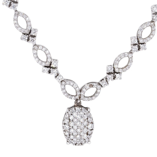 14k White Gold Jewelry 2.30CT Diamond Cluster Pave Necklace