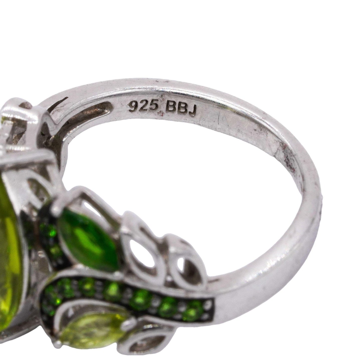 Sterling Silver Jewelry 3.0CT Synthetic Green Garnet Cocktail Ring size 6