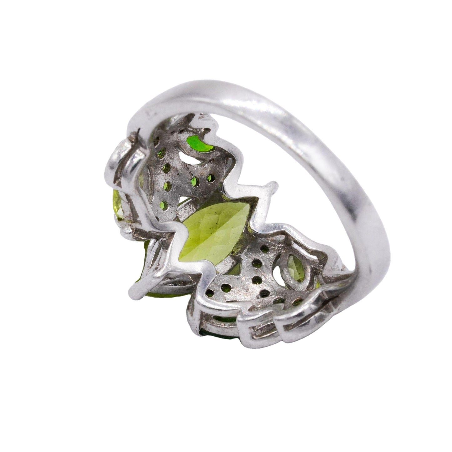 Sterling Silver Jewelry 3.0CT Synthetic Green Garnet Cocktail Ring size 6