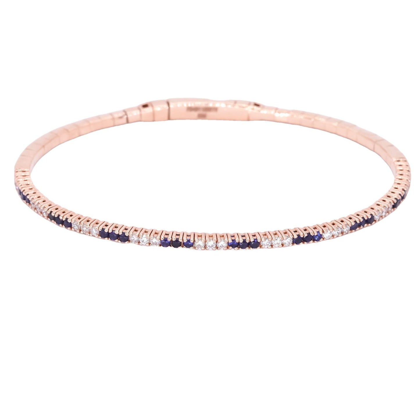 14k Yellow Gold Jewelry 1.61CT Diamond & Sapphire Flexible Bangle Bracelet