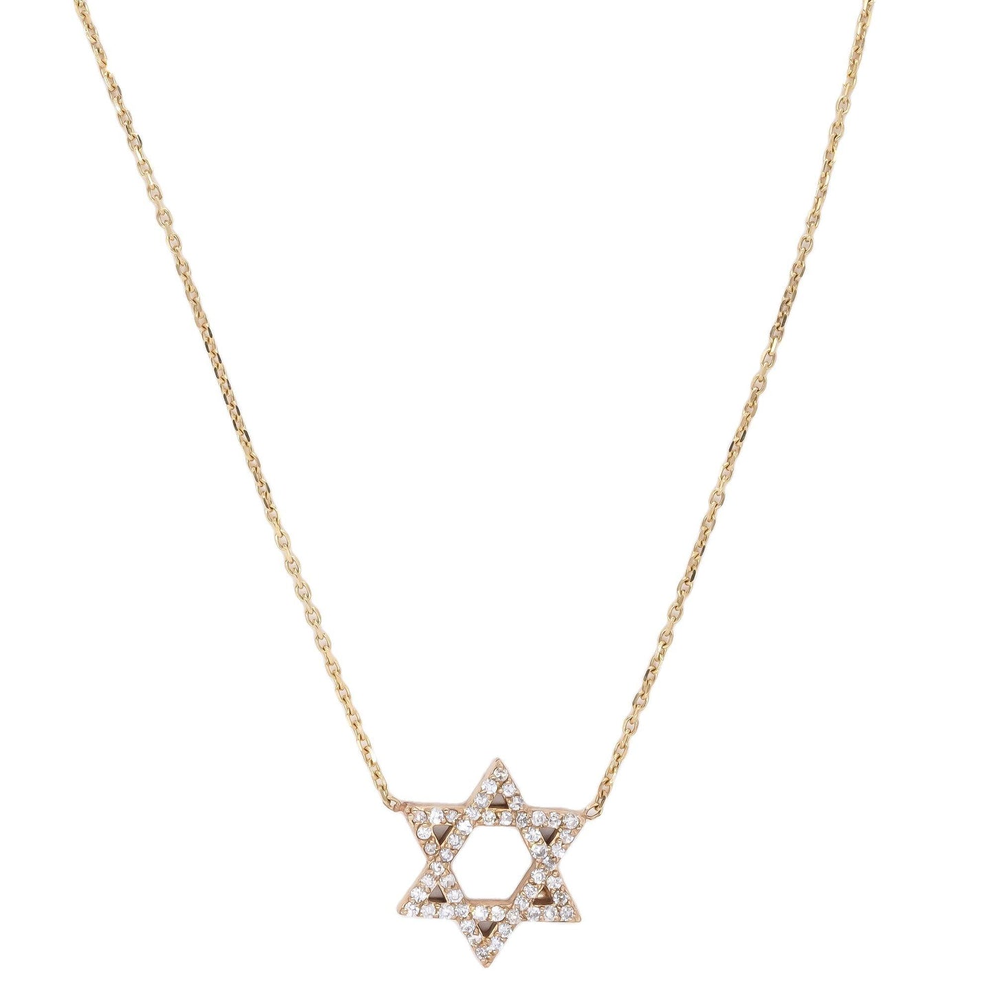 14k Yellow Gold Jewelry 0.34CT Diamond Star of David Pendant Necklace