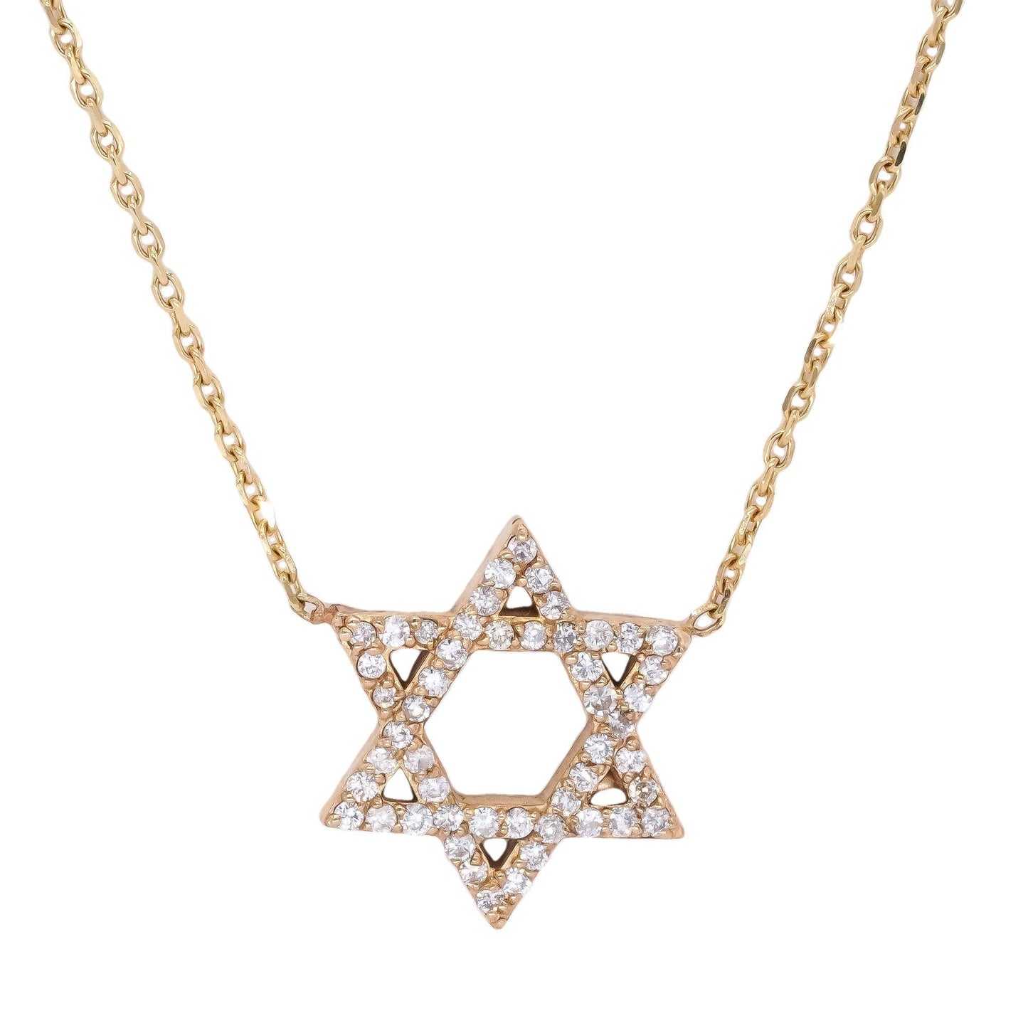 14k Yellow Gold Jewelry 0.34CT Diamond Star of David Pendant Necklace