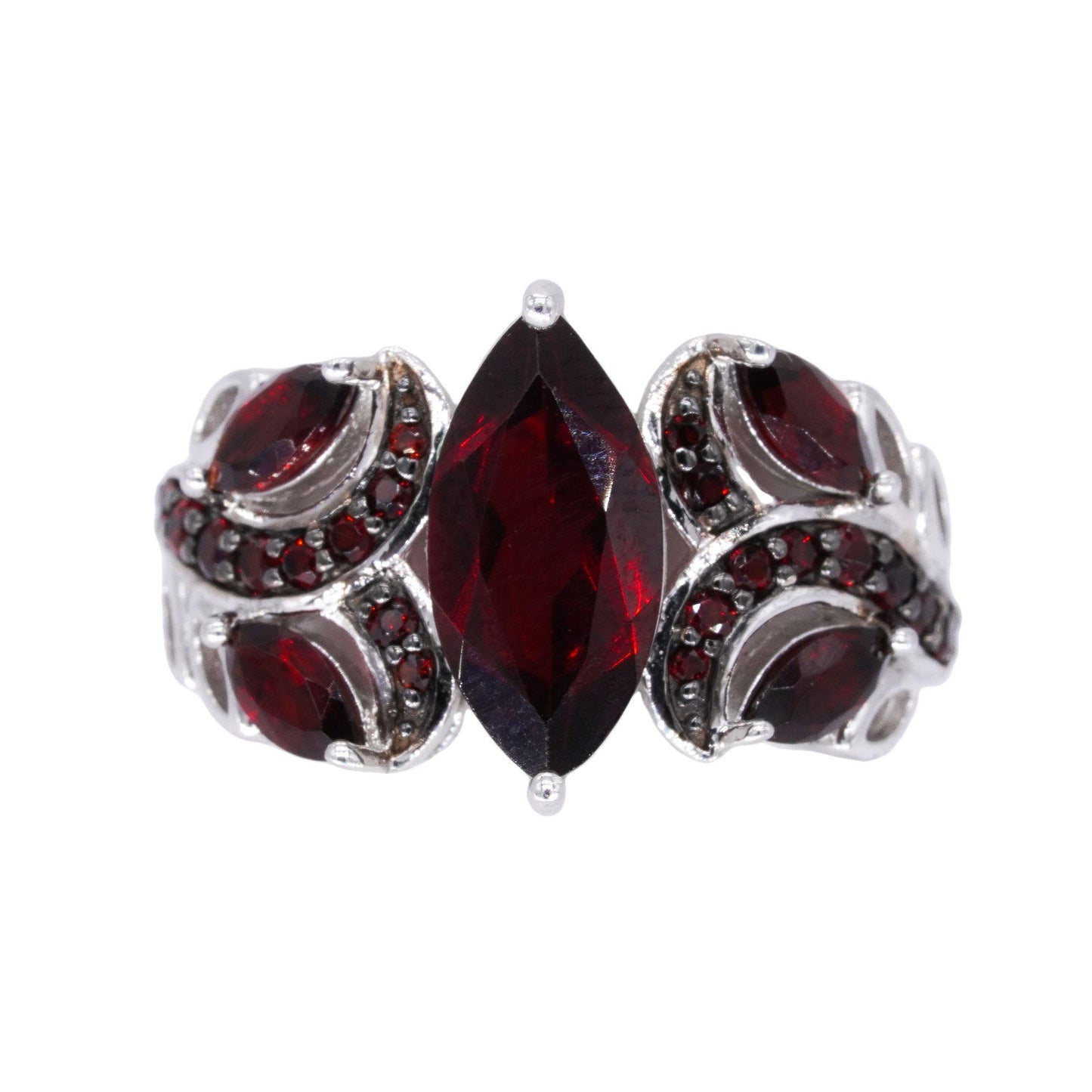 Sterling Silver 2.0CT Synthetic Garnet Cocktail Ring size 6.25