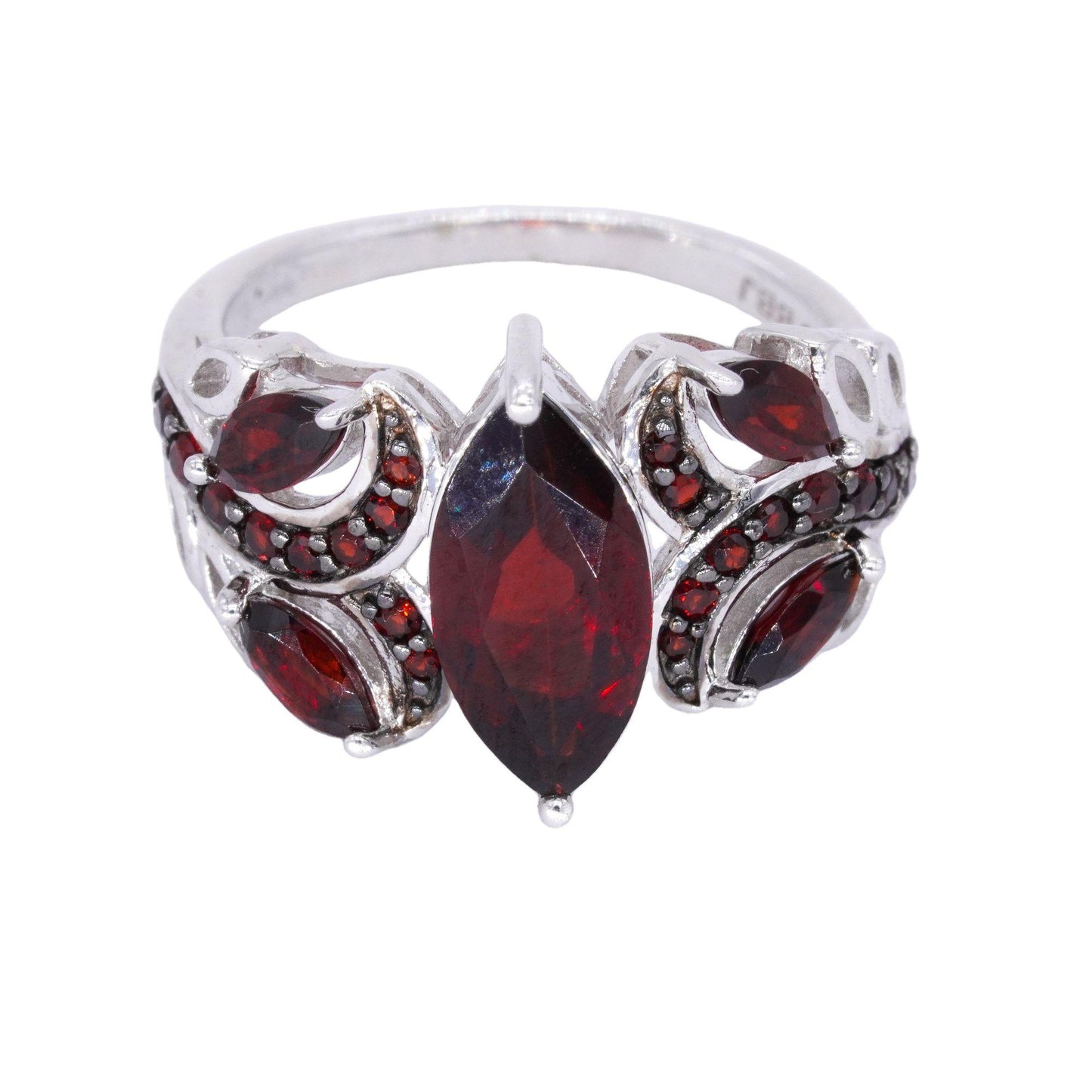 Sterling Silver 2.0CT Synthetic Garnet Cocktail Ring size 6.25