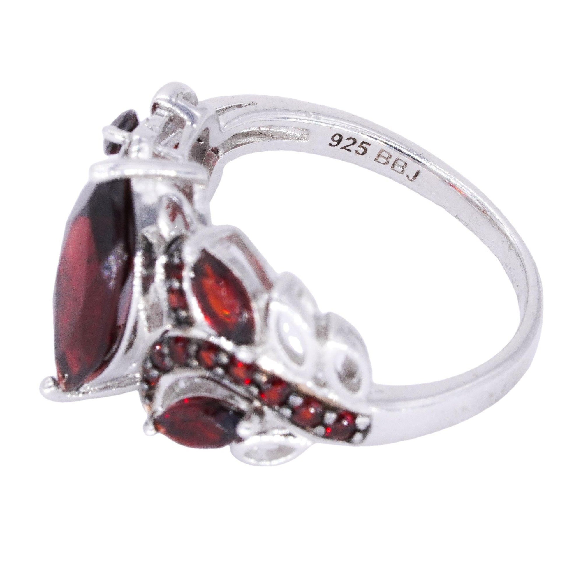 Sterling Silver 2.0CT Synthetic Garnet Cocktail Ring size 6.25