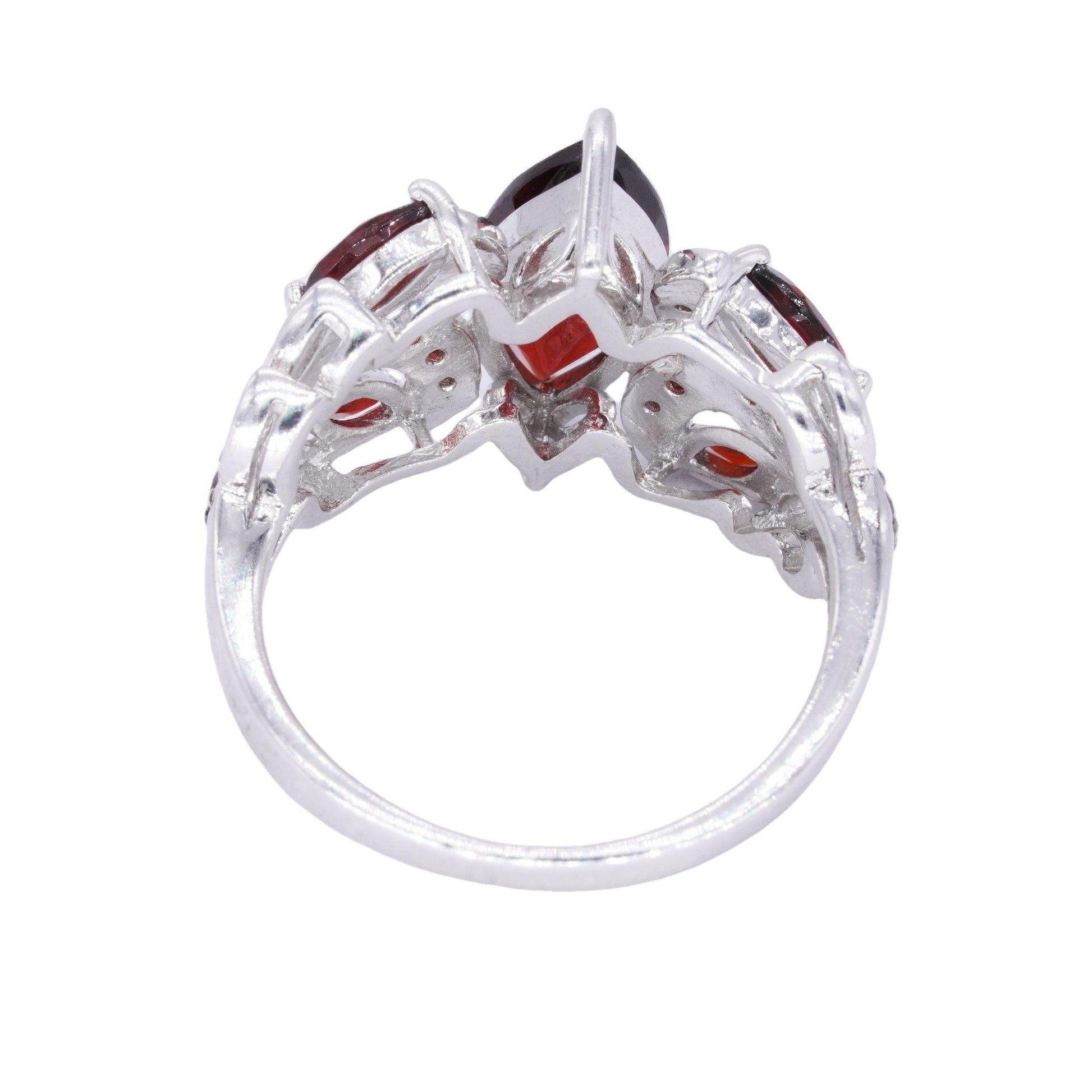 Sterling Silver 2.0CT Synthetic Garnet Cocktail Ring size 6.25