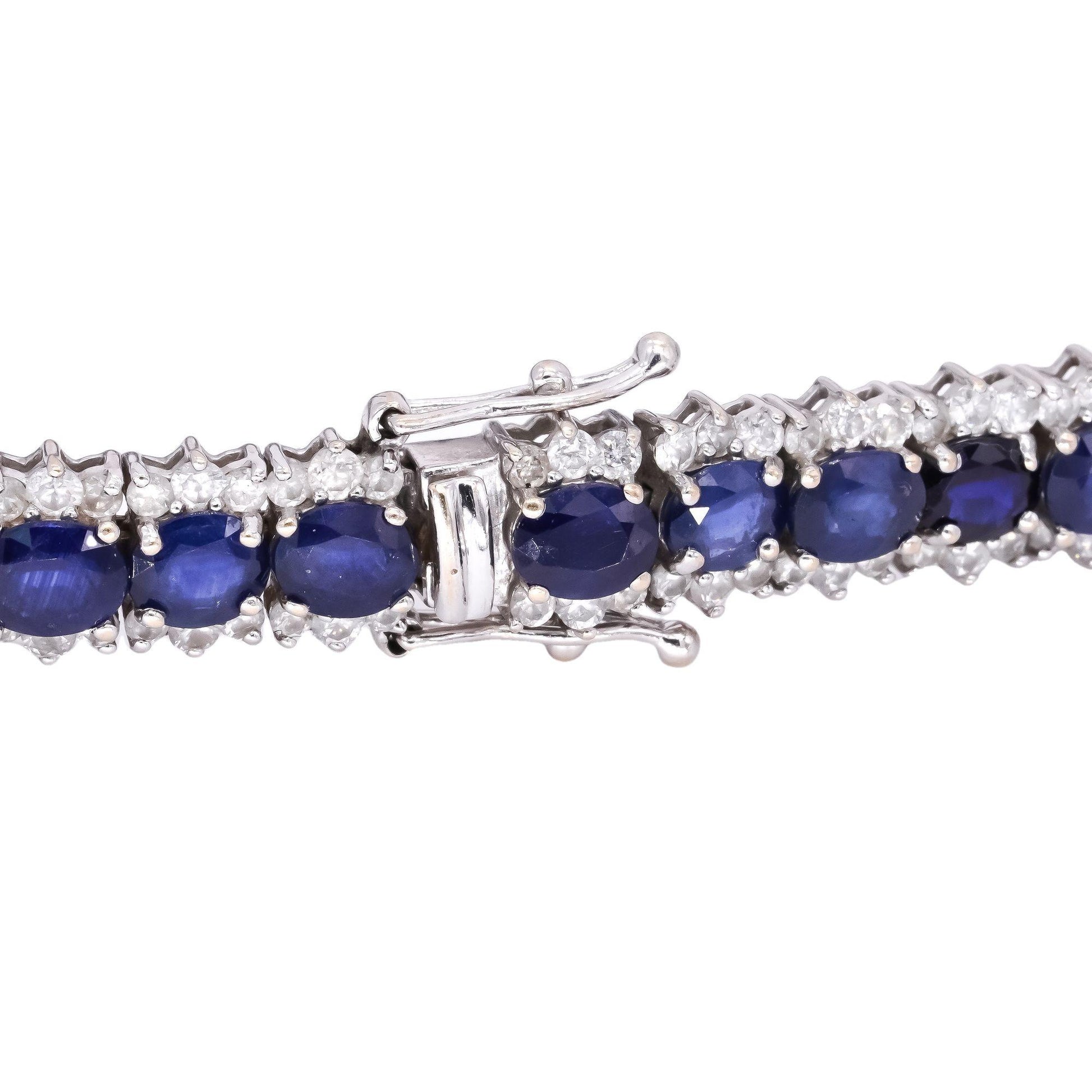 18k White Gold 22.64CT Diamond & Blue Sapphire Fancy Tennis Bracelet