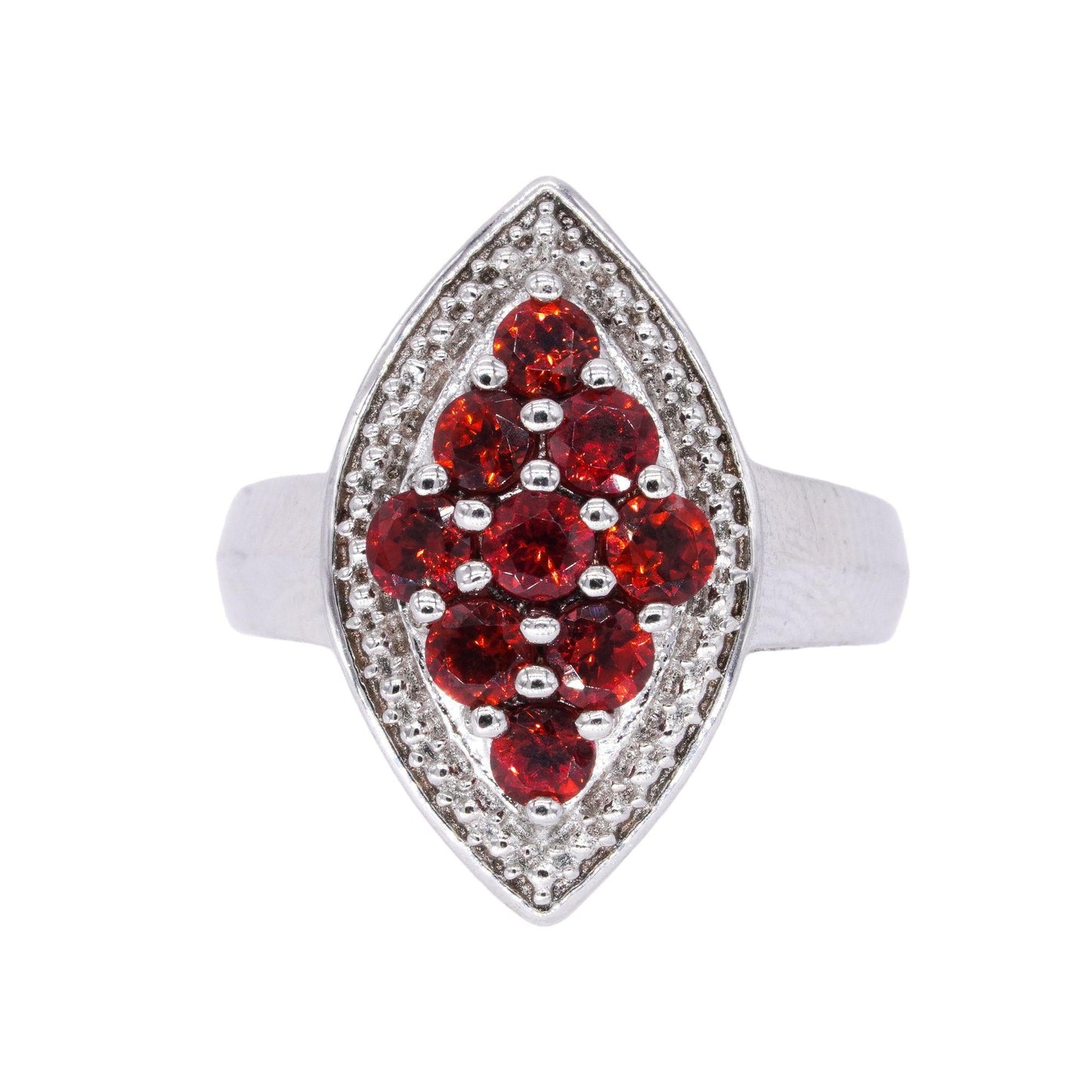 Sterling Silver Jewelry 1.0CT Synthetic Garnet Cocktail Ring size 6