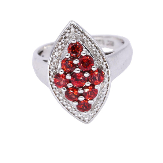 Sterling Silver Jewelry 1.0CT Synthetic Garnet Cocktail Ring size 6