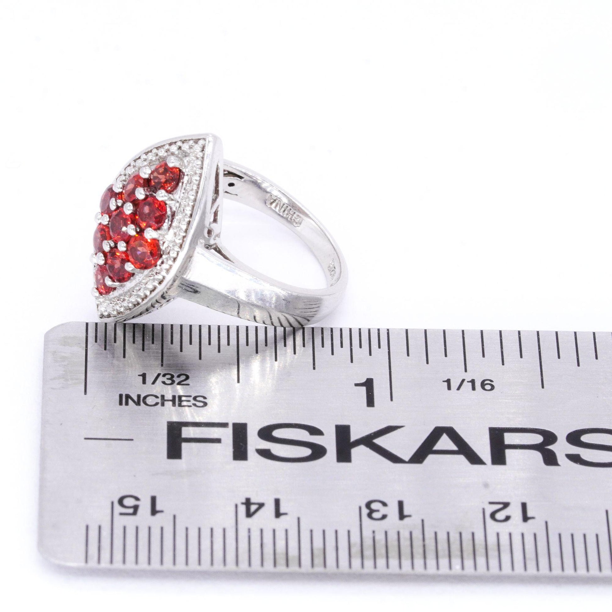 Sterling Silver Jewelry 1.0CT Synthetic Garnet Cocktail Ring size 6