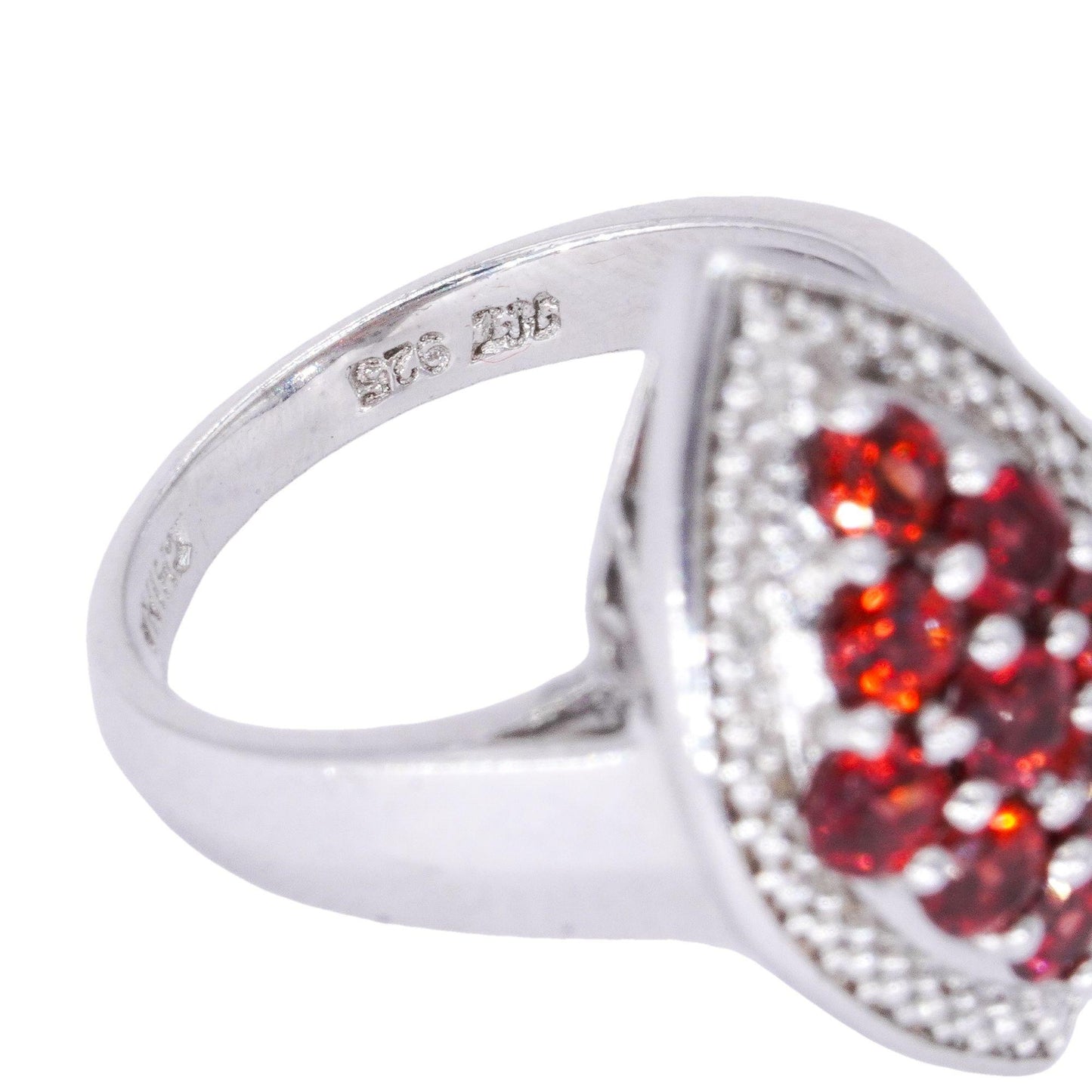 Sterling Silver Jewelry 1.0CT Synthetic Garnet Cocktail Ring size 6