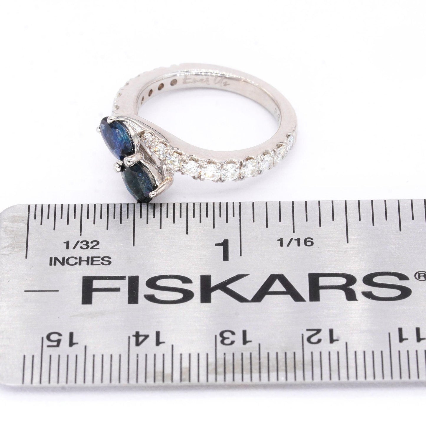 Forever Us 14k White Gold 1.60ct Sapphire and Diamond Anniversary Ring Size 7.25