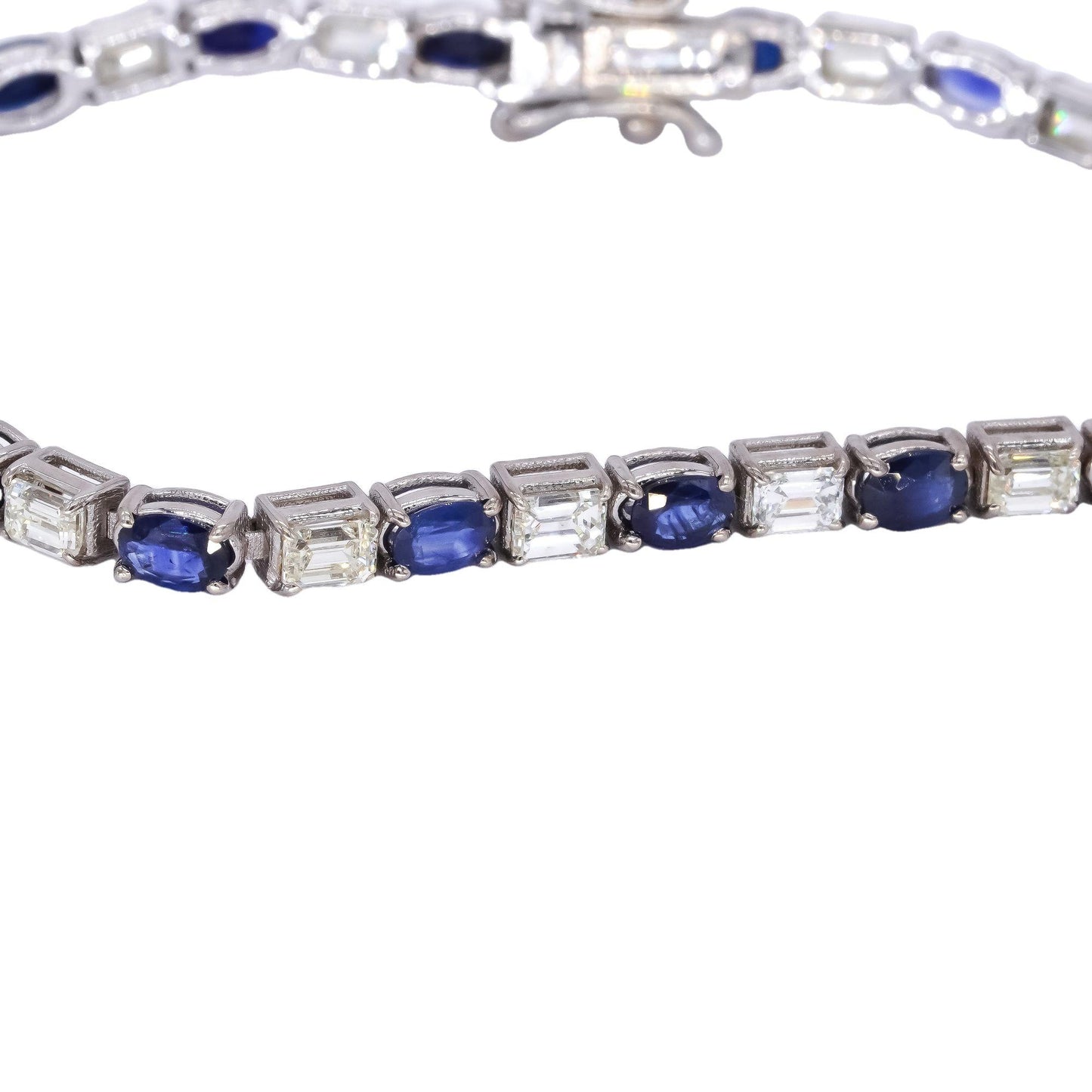 14k White Gold Jewelry 9.29CT VS Diamond & Sapphire Tennis Bracelet