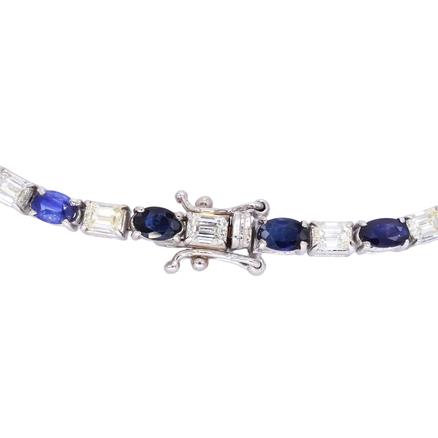 14k White Gold Jewelry 9.29CT VS Diamond & Sapphire Tennis Bracelet