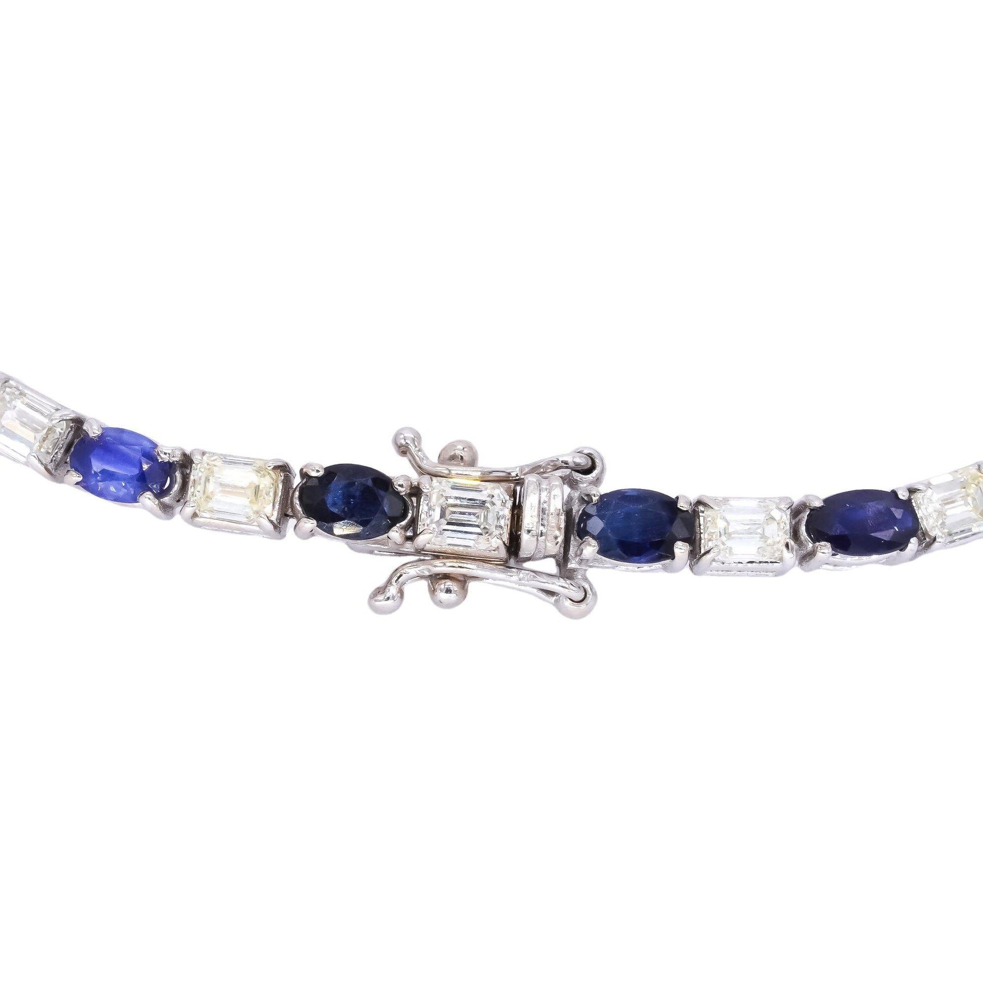 14k White Gold Jewelry 9.29CT VS Diamond & Sapphire Tennis Bracelet